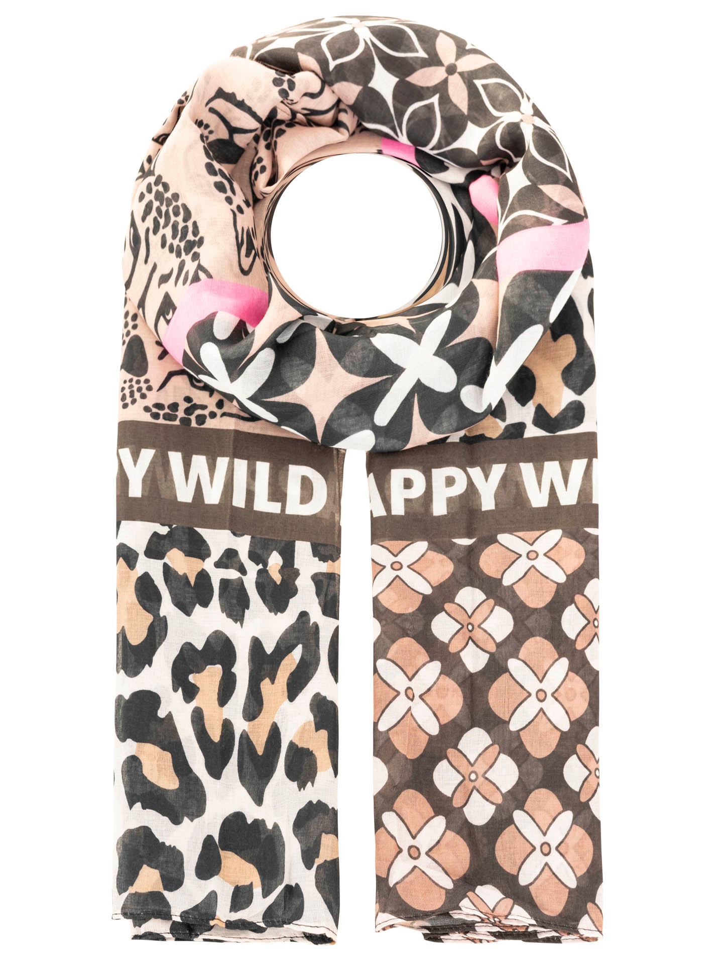 Zwillingsherz Écharpe »Viskose Mix "Leo Mix"« mit modernem Leomuster und Schriftzug - Hingucker