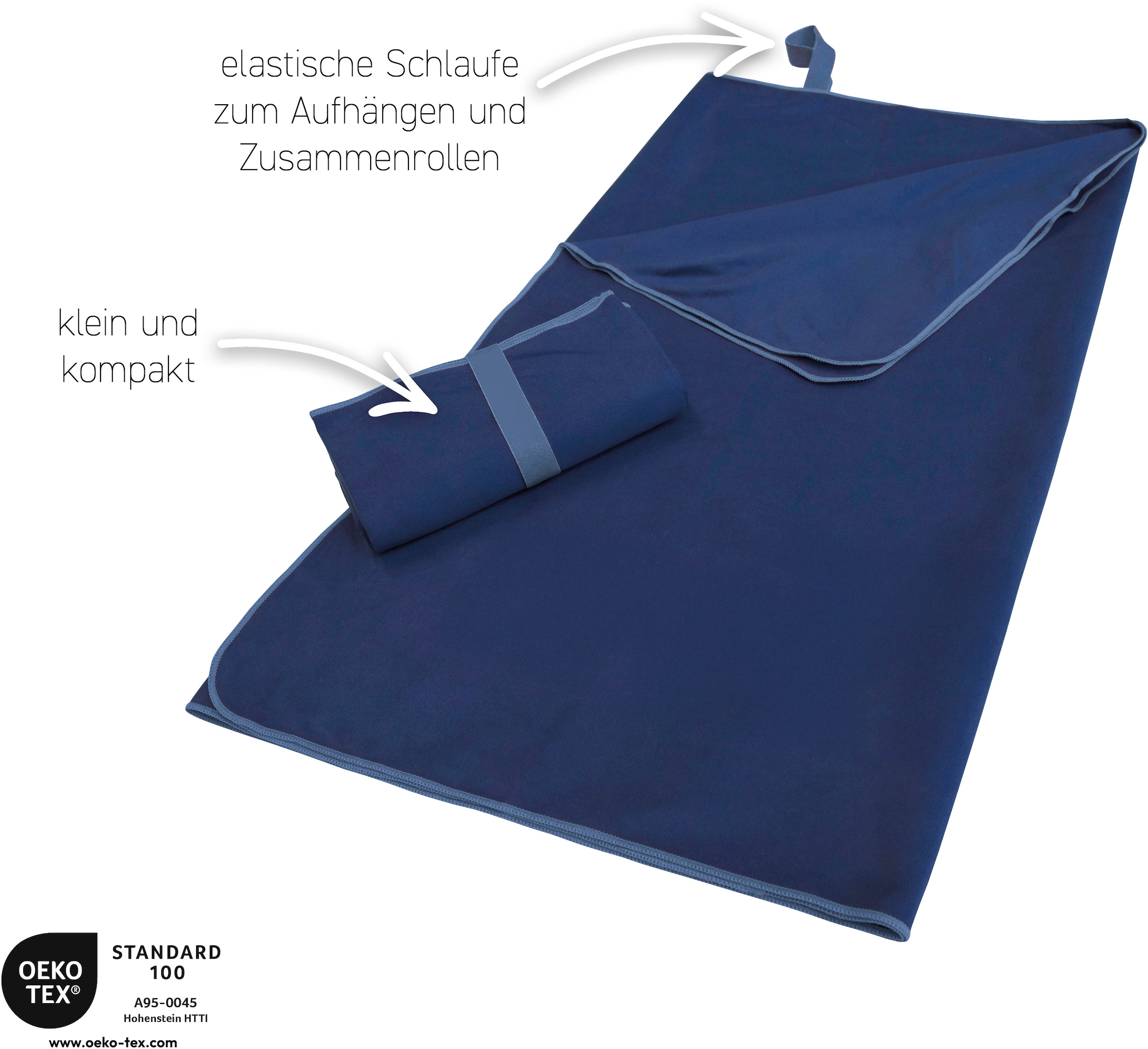 my home Sporthandtuch »Elja Reisehandtuch, Strandhandtuch,«, (2 St.), auch als 2er Set erhältlich, schnelltrocknend & saugfähig, Mikrofaser