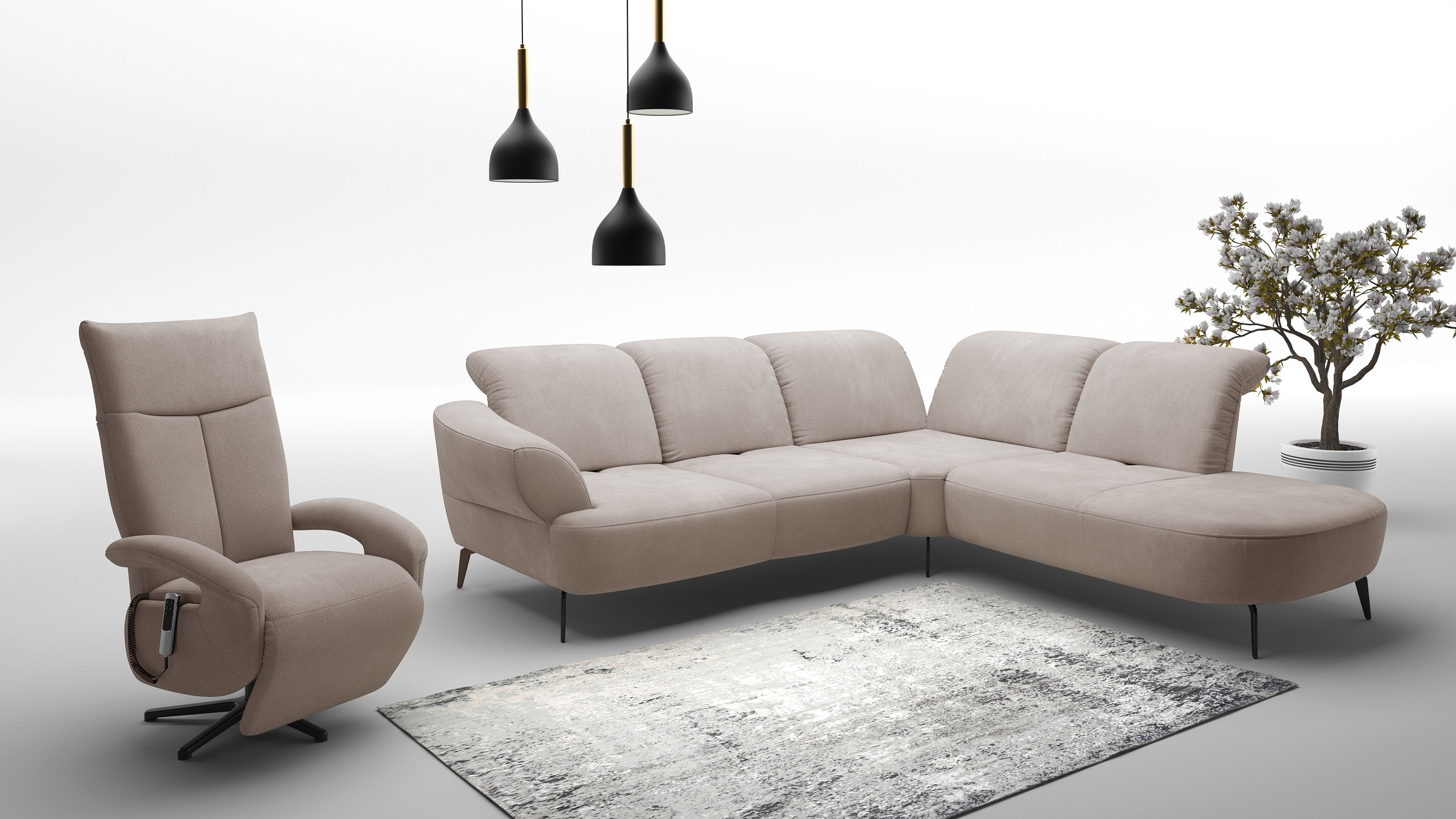 sit&more Ecksofa »Dance, L-Form, inkl. Sitztiefenverstellung«, inkl. Click&Seat, optional mit Kopfteilverstellung