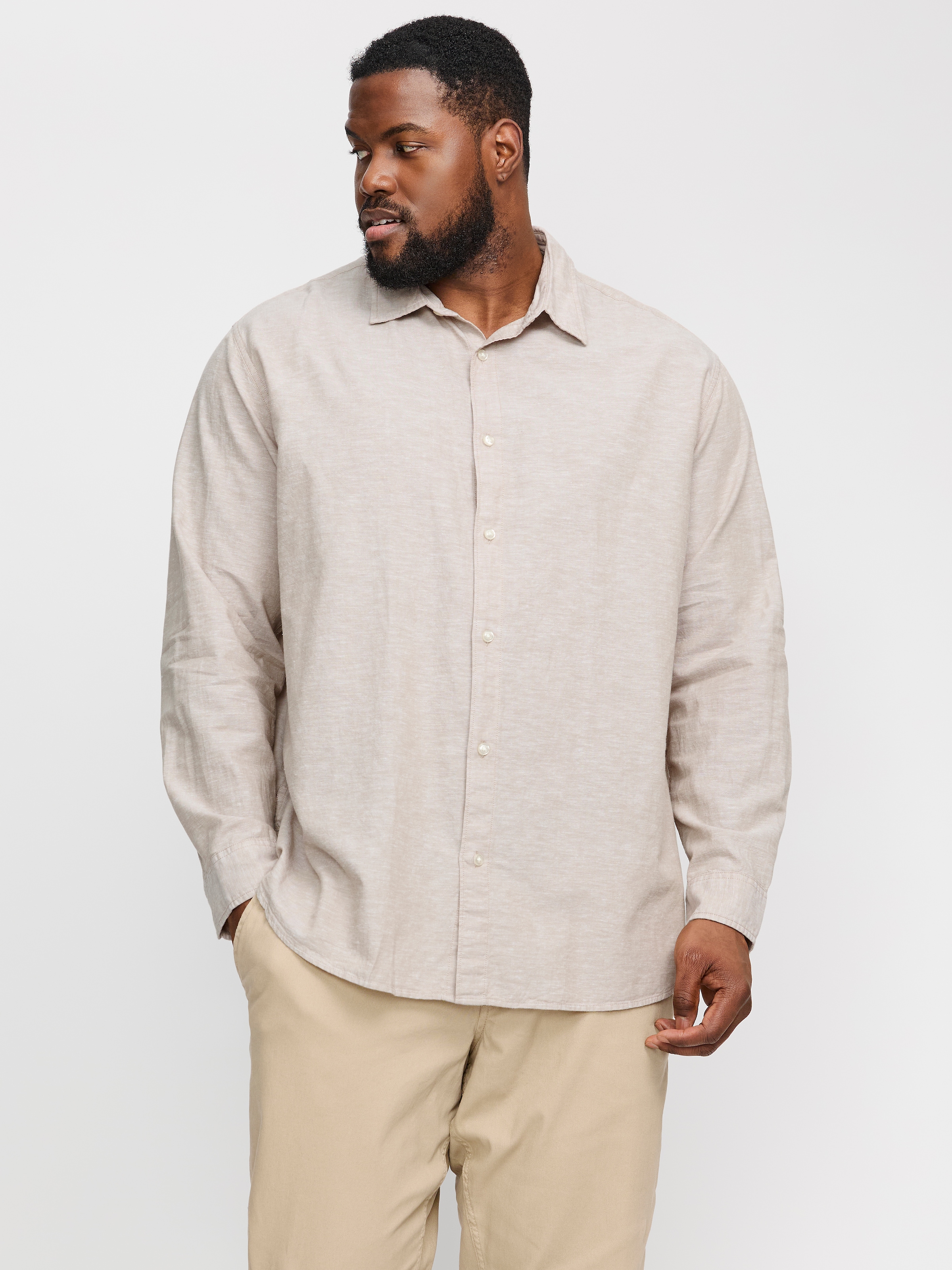 Jack & Jones PlusSize Langarmhemd »JJEBREEZE SHIRT LS SN PLS«, mit Hemdkragen