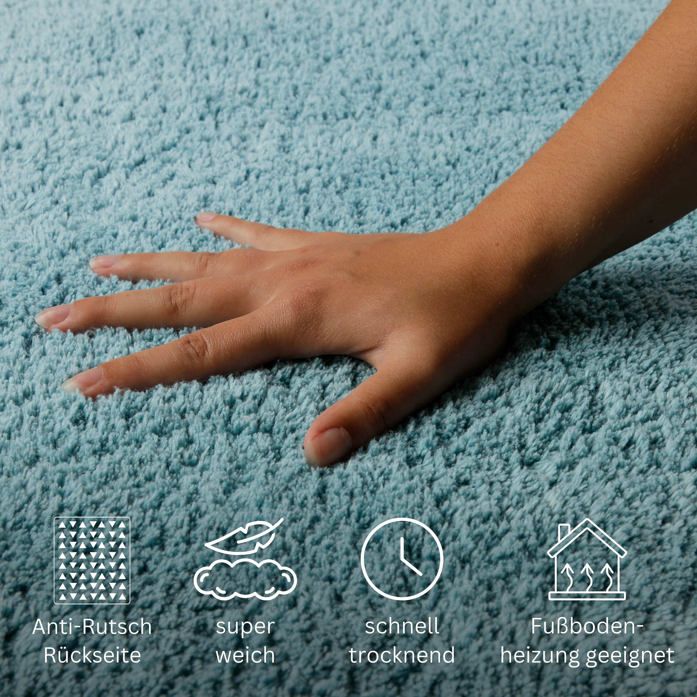 GOODproduct Tapis de bain »Meellor« Höhe 20 mm revêtement antidérapant compatible chauffage au sol Tapis de bain, tufté, moderne, uni, antidérapant, moelleux, coton