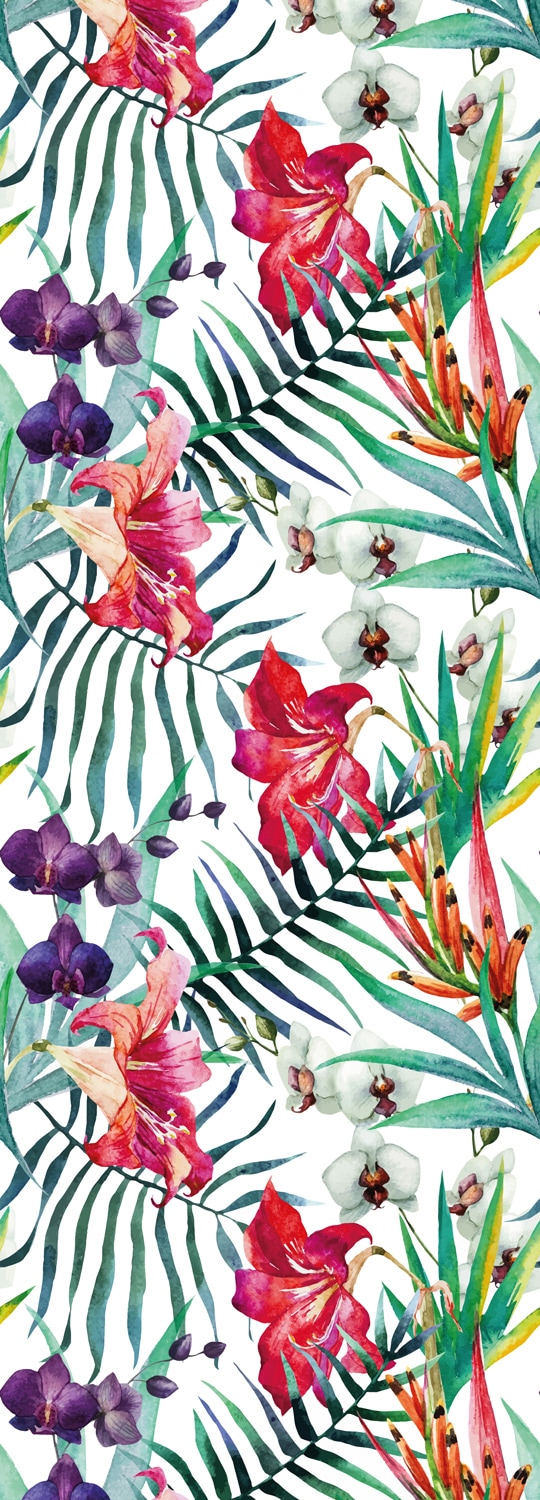 Image of queence Vinyltapete "Medina" Motiv bedruckt botanisch floral gemustert natürlich glatt 90x250cm, selbstklebend, kinderleichte Anbringung, Sticker