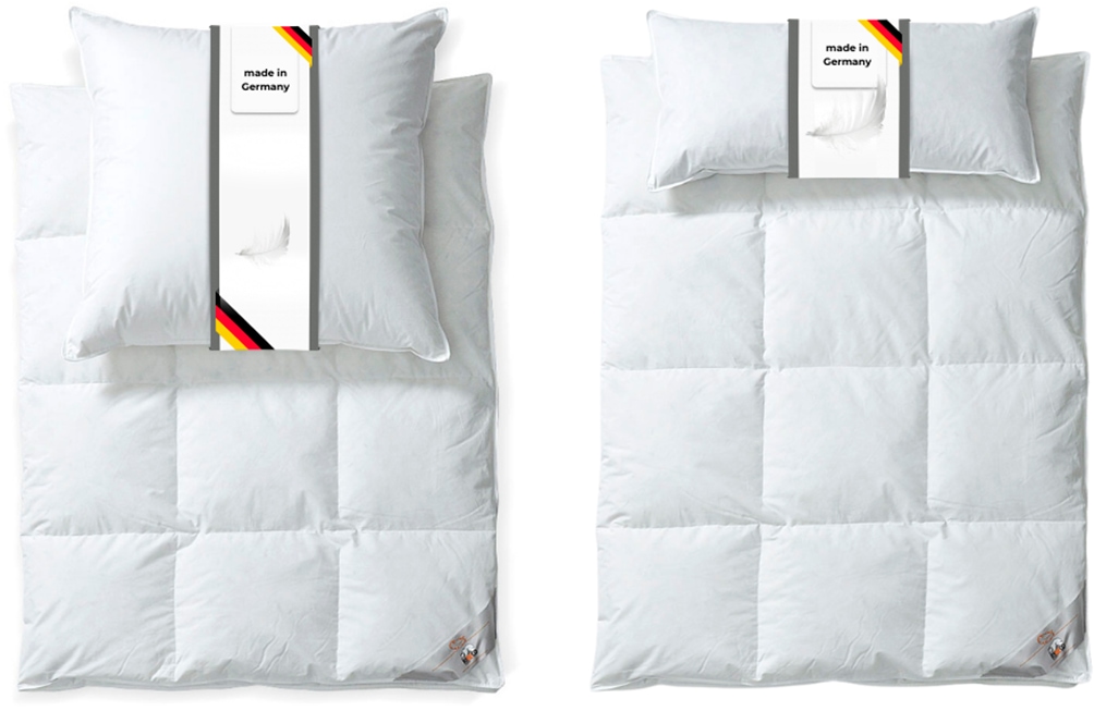 RIBECO Federbettdecke + Federkissen »Laram, 2-tlg. Naturprodukt zum TOP-Preis!« Decke mit Kissen, verschiedene Grössen, Bettdecke 135x200, 155x220 cm