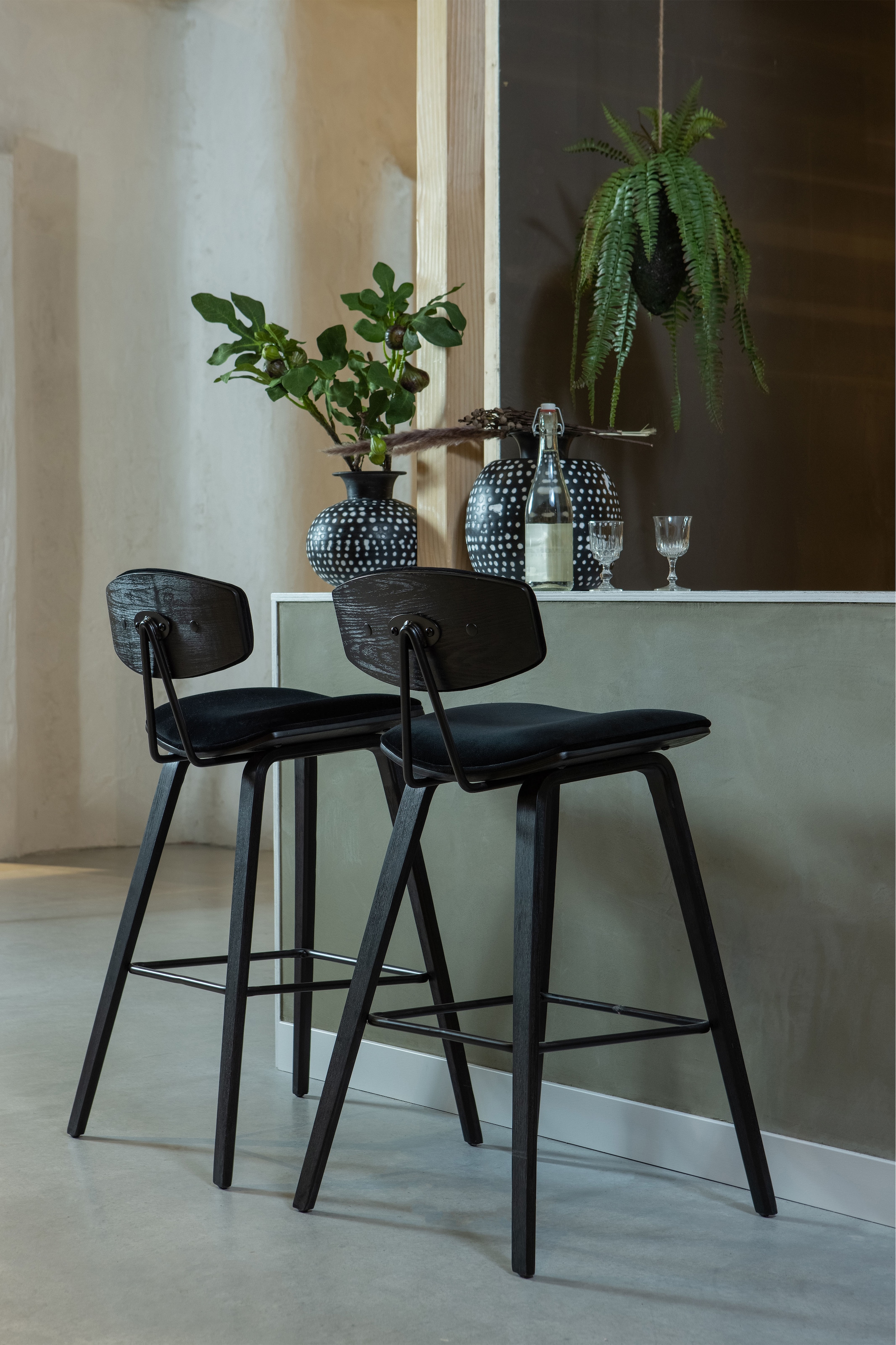 WOOOD Barhocker »Senn« 2 Stk. tlg. Sitzfläche aus Samt, H 94 cm x B 41 cm