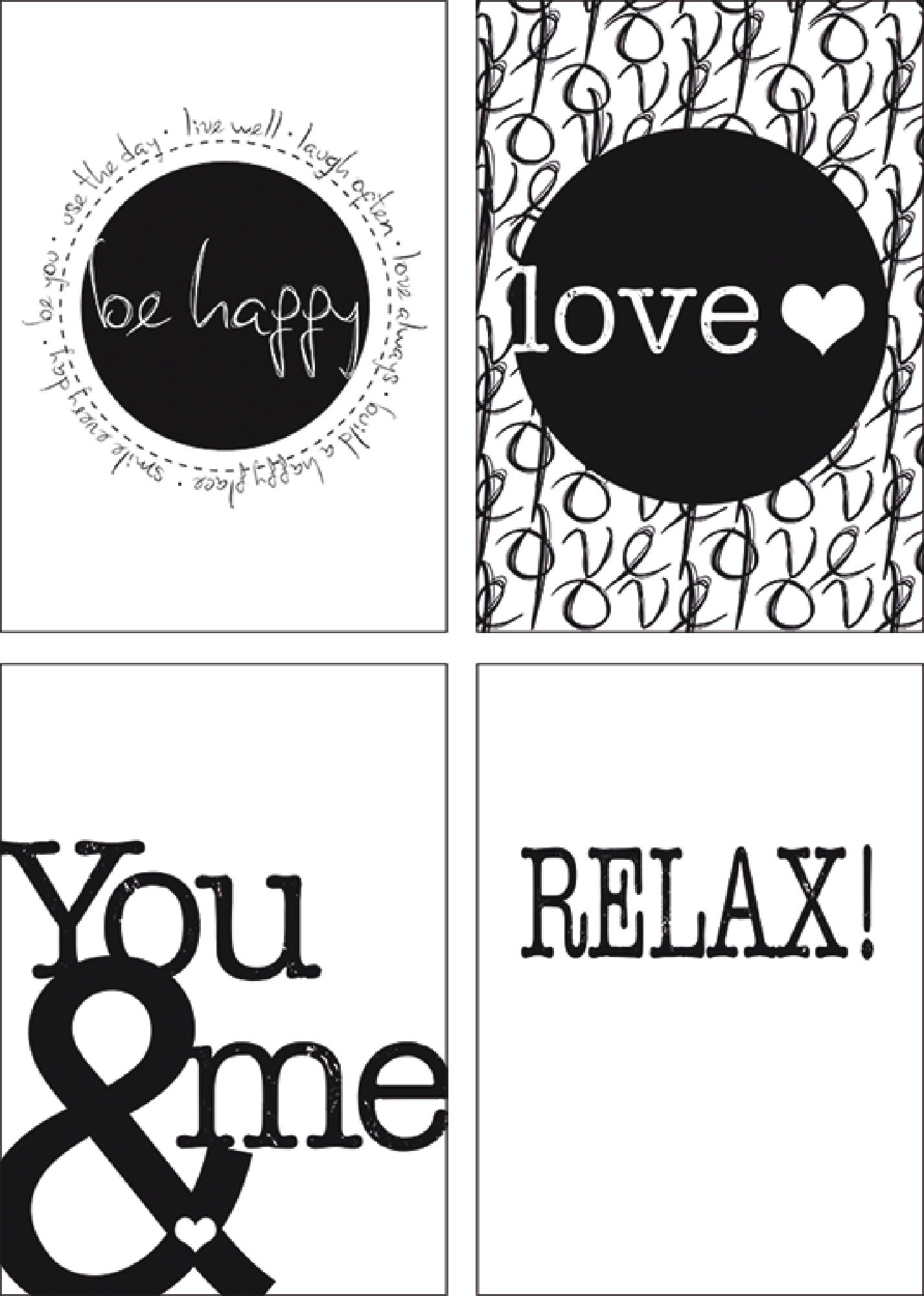 Image of Artland Poster »Fröhlich Liebe II Du & Ich II Entspannen«, Sprüche & Texte, (4 St.), Poster, Wandbild, Bild, Wandposter bei Ackermann Versand Schweiz