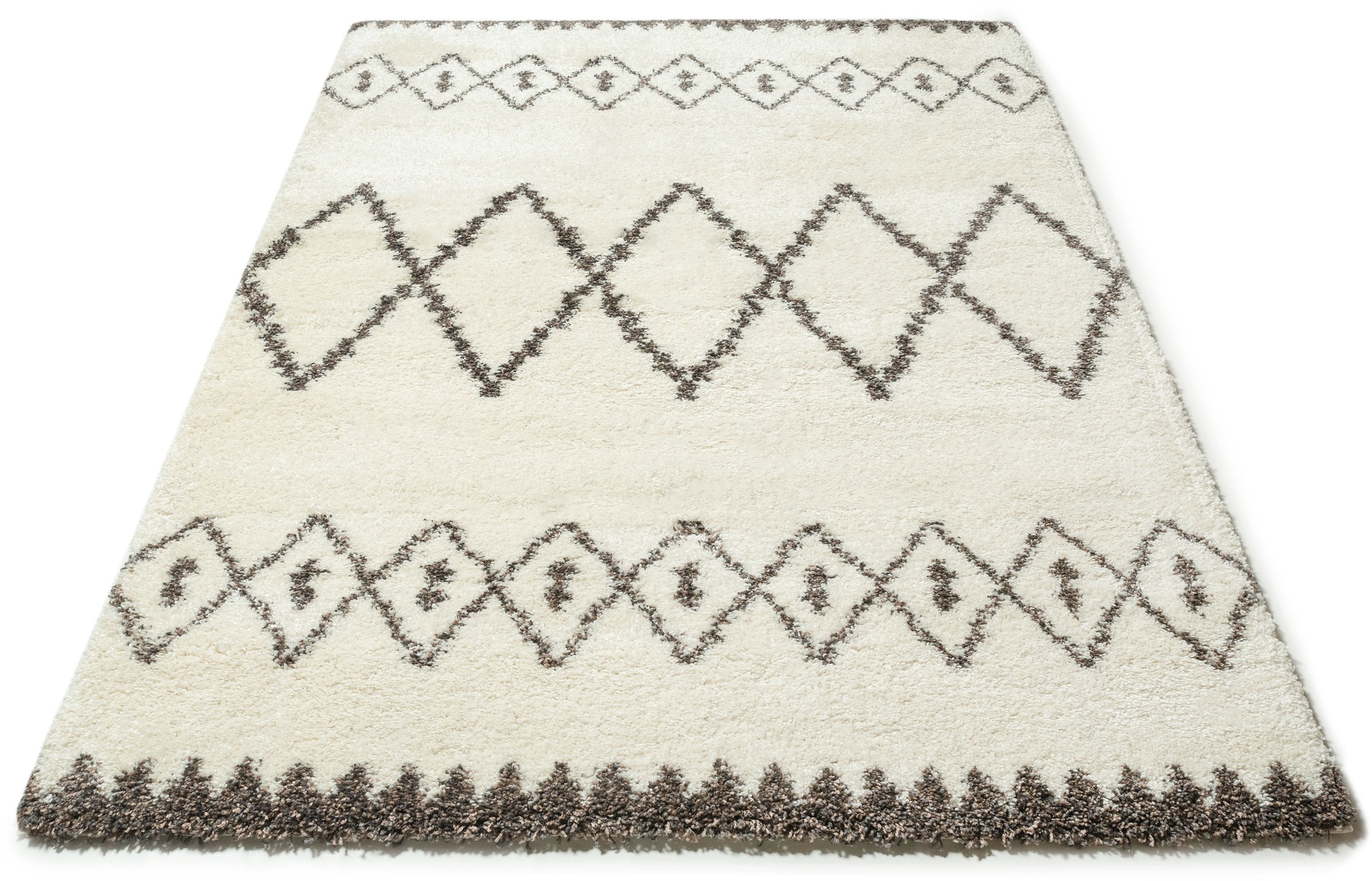 Image of andas Hochflor-Teppich »Pinar«, rechteckig, 40 mm Höhe, Boho Look, Berber-Optik, Rauten-Design, Wohnzimmer bei Ackermann Versand Schweiz