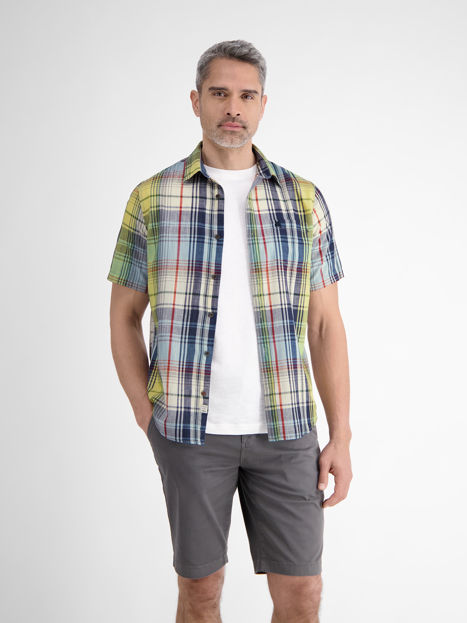 LERROS Chemise à manches courtes »LERROS Sommerliches Karohemd mit Leinenanteil«