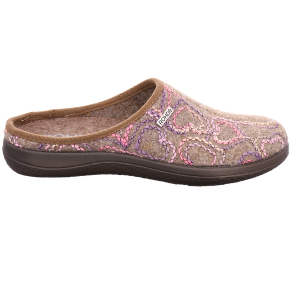 Image of Rohde Hausschuh "Bari" Pantolette, Homeslipper, Clog, Schlupfschuh mit Herz-Stickerei