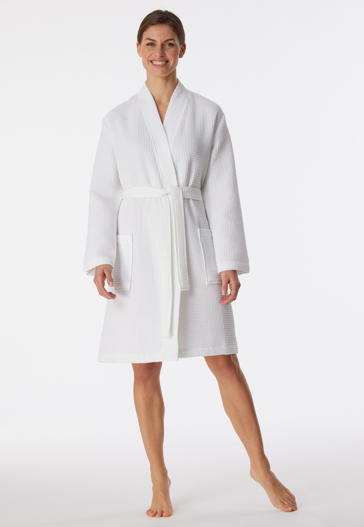 Schiesser Damenbademantel »"Original Classics"«, Kimono-Schnitt, aufgesetzte Taschen, Baumwolle, Waffelpiqué