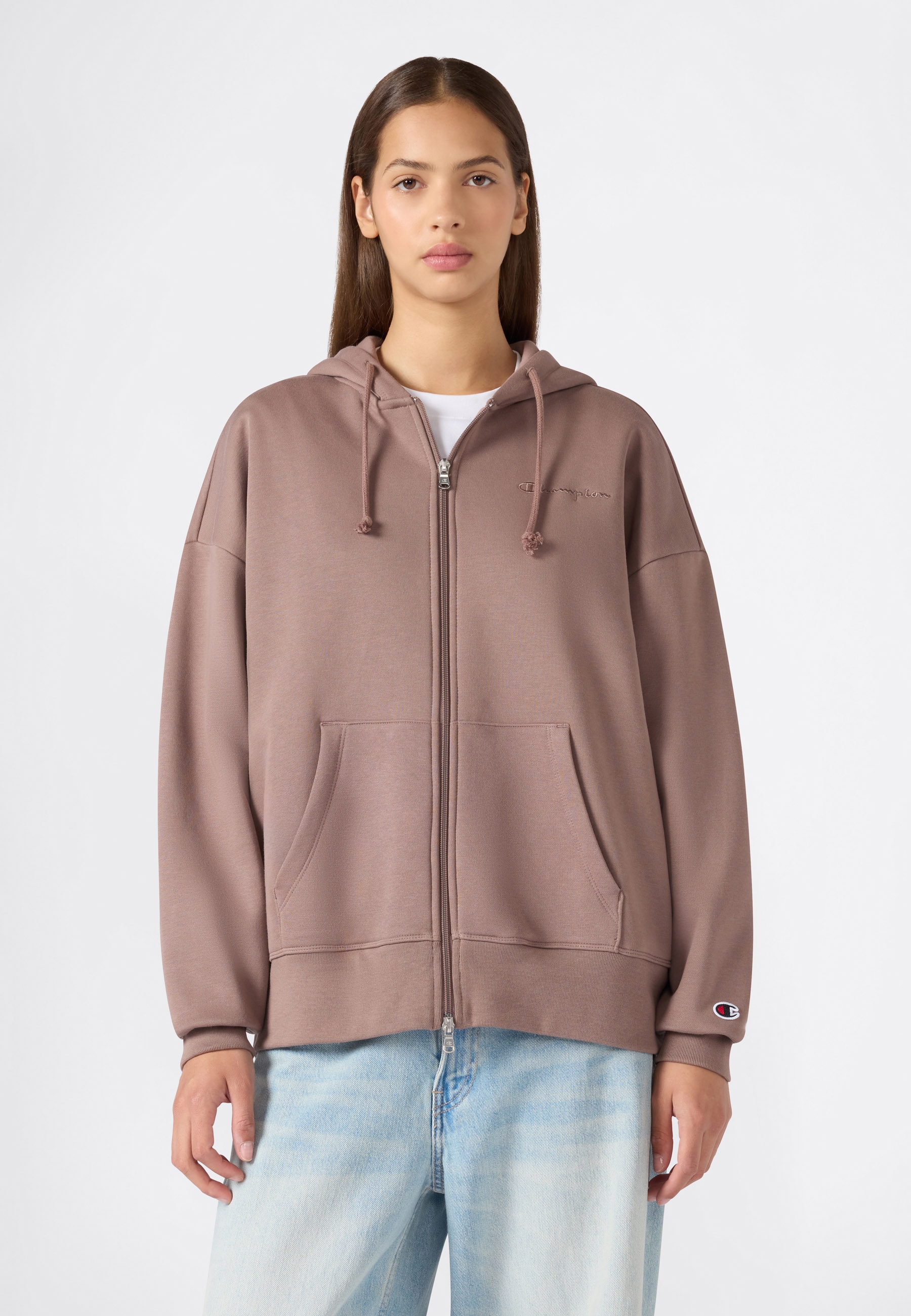 Image of Champion Kapuzensweatjacke "SPORTWEAR ZIP-UP HOODIE Oversized Fit" mit Kapuze, Oversized Fit, aus Baumwolle und Polyester