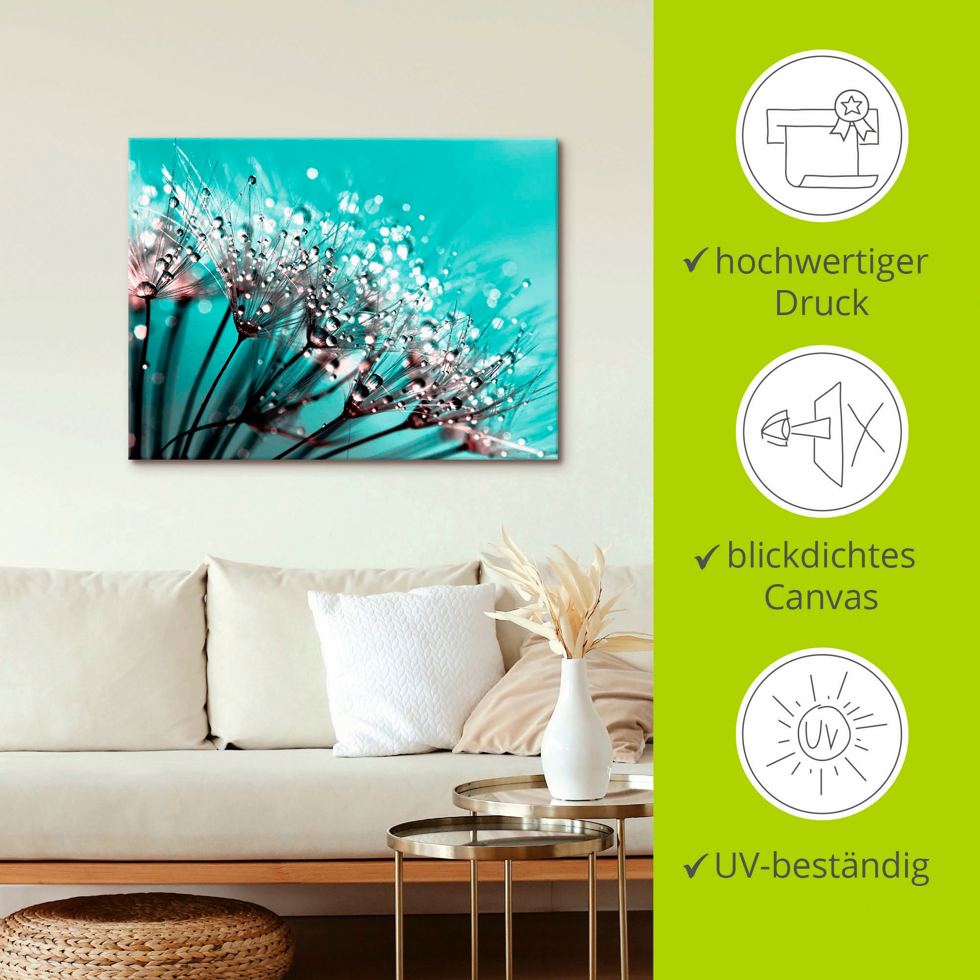 Artland Tableau sur toile »Glitzernde Pusteblume I« 1 cuis tlg. auf Holzrahmen gespannt