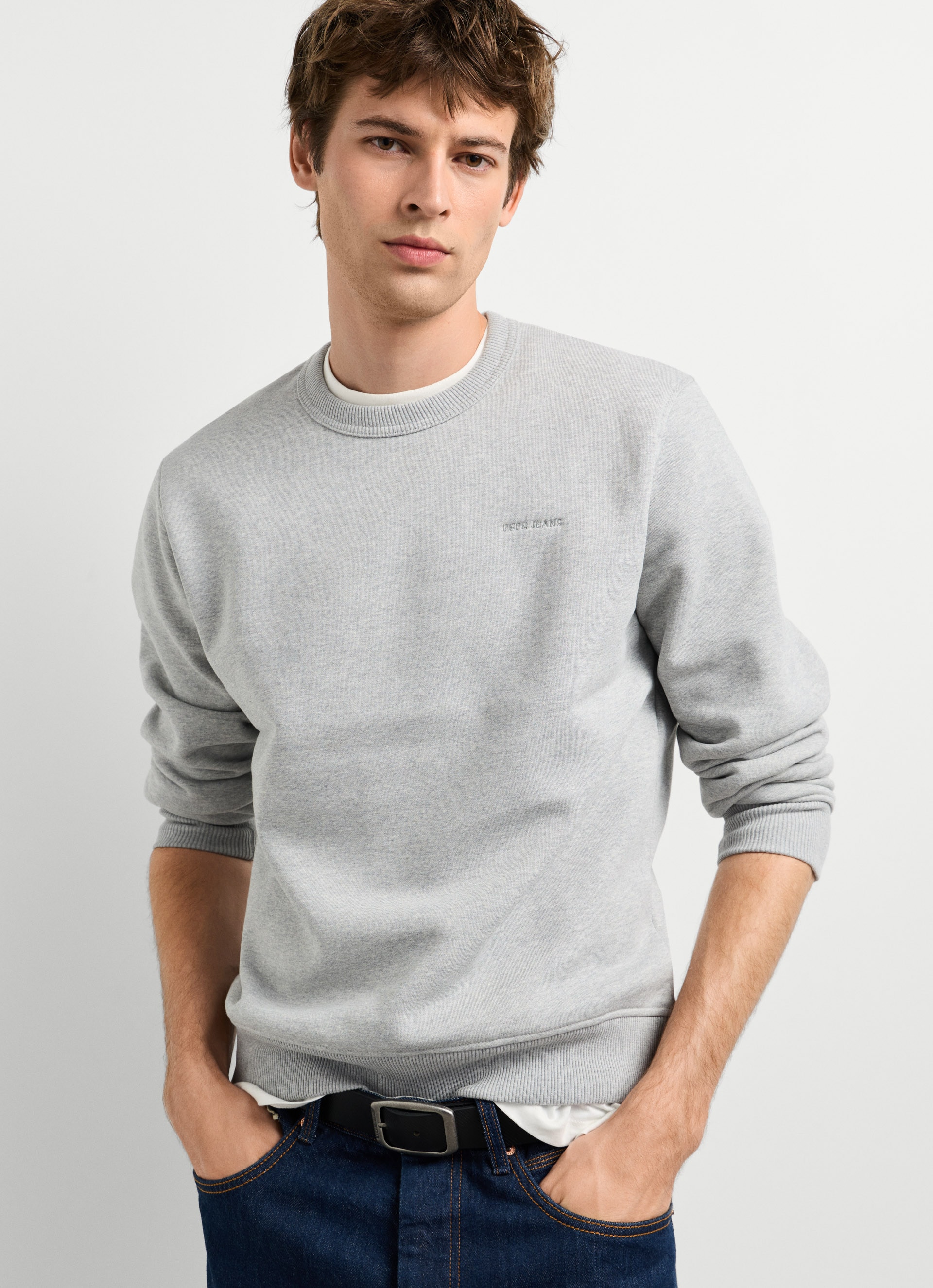 Pepe Jeans Sweat-shirt »JEFFERSON CREW«, avec broderie de logo, mélange de coton
