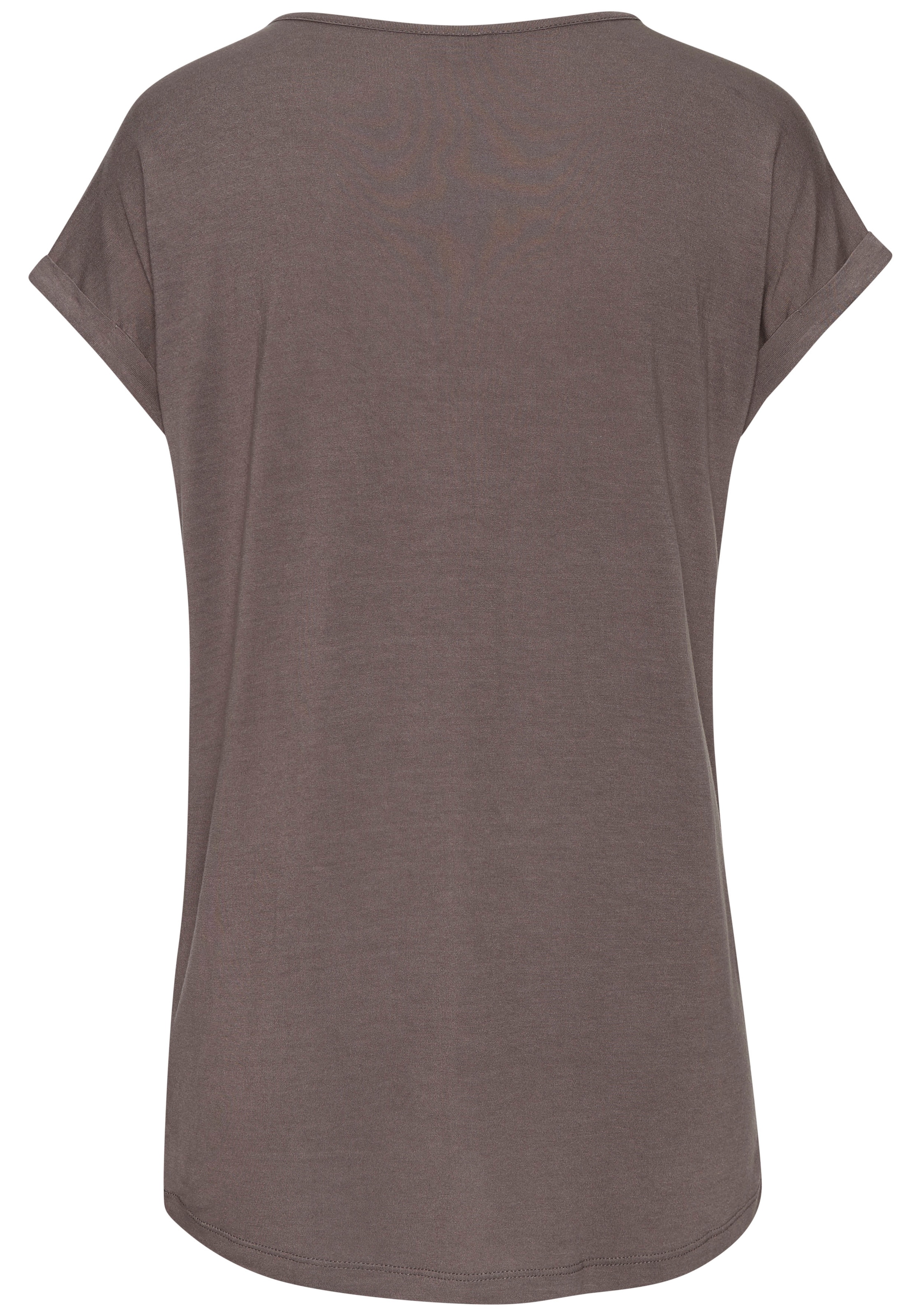 LASCANA Kurzarmshirt, mit Rundhalsausschnitt, Jerseyware, Ärmelaufschlag, Basic