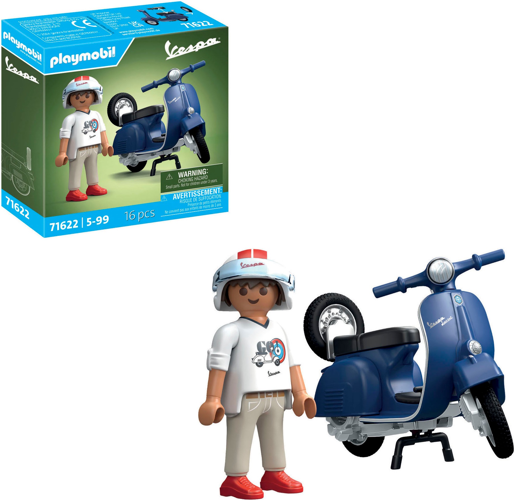 Playmobil® Konstruktions-Spielset »1969 Vespa 150 Sprint Veloce, Blau (71622), Vespa« Made in Europe