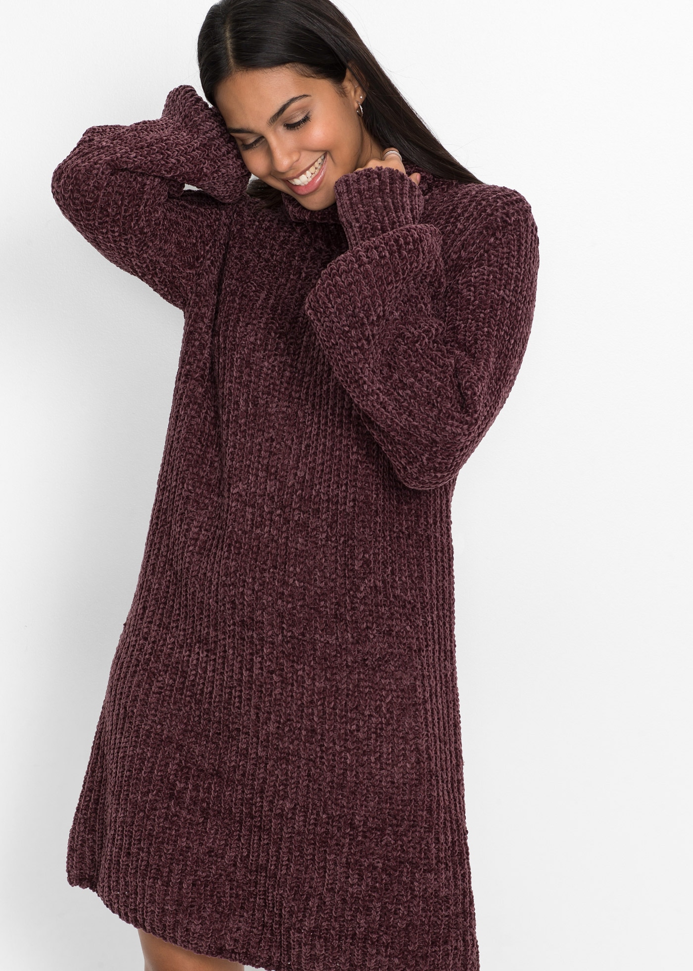 bonprix Strickkleid »Chenille Strickkleid aus recyceltem Polyester« für eleganten Look, aus Chenille-Qualität, aus recyceltem Polyester