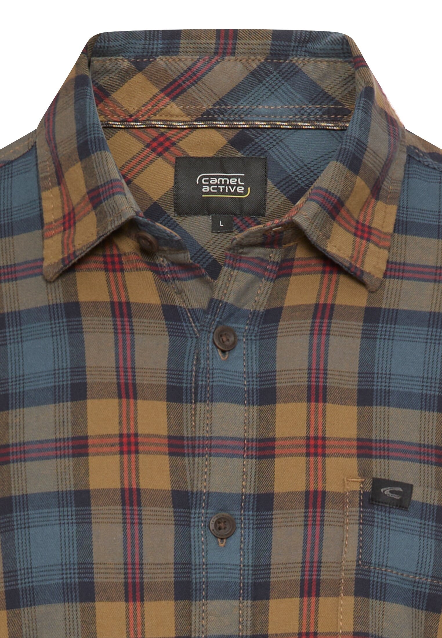 camel active Chemise à carreaux Langarmshirt mit Hemdkragen und Knopfleiste