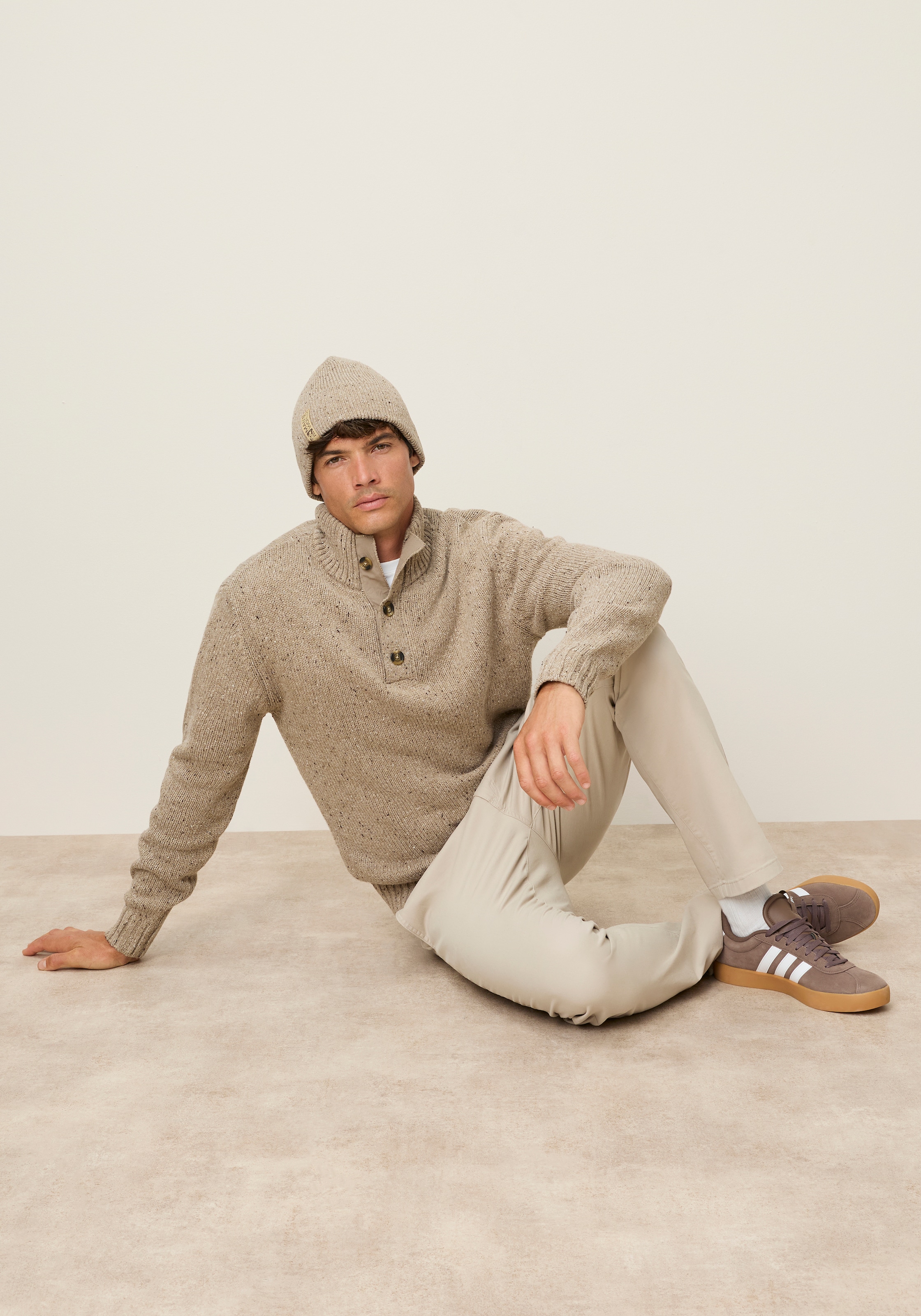 Man's World Troyer »Neue Kollektion! Melange Garn mit farbigen Akzenten« mit Langarm, aus Strick mit Baumwolle, Regular Fit