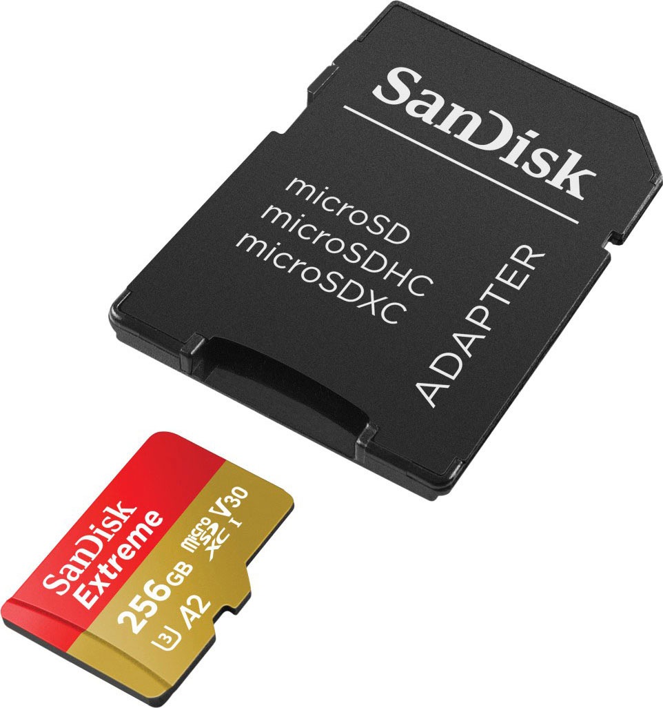 Sandisk Speicherkarte »Extreme® microSDXC™-UHS-I-Karte«, (Video Speed Class 30 (V30)/UHS Speed Class 3 (U3) 190 MB/s Lesegeschwindigkeit)