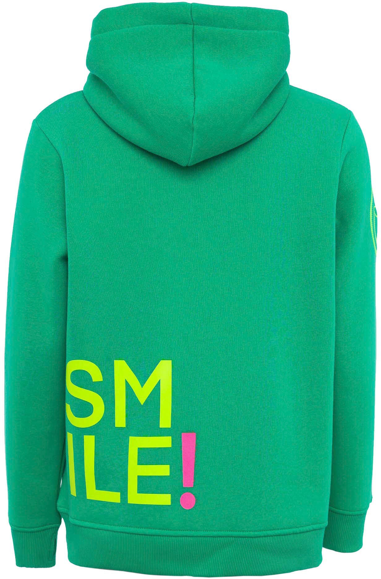 Zwillingsherz Kapuzensweatshirt, mit gesticktem Neon Smiley und Kordel mit Schriftzug