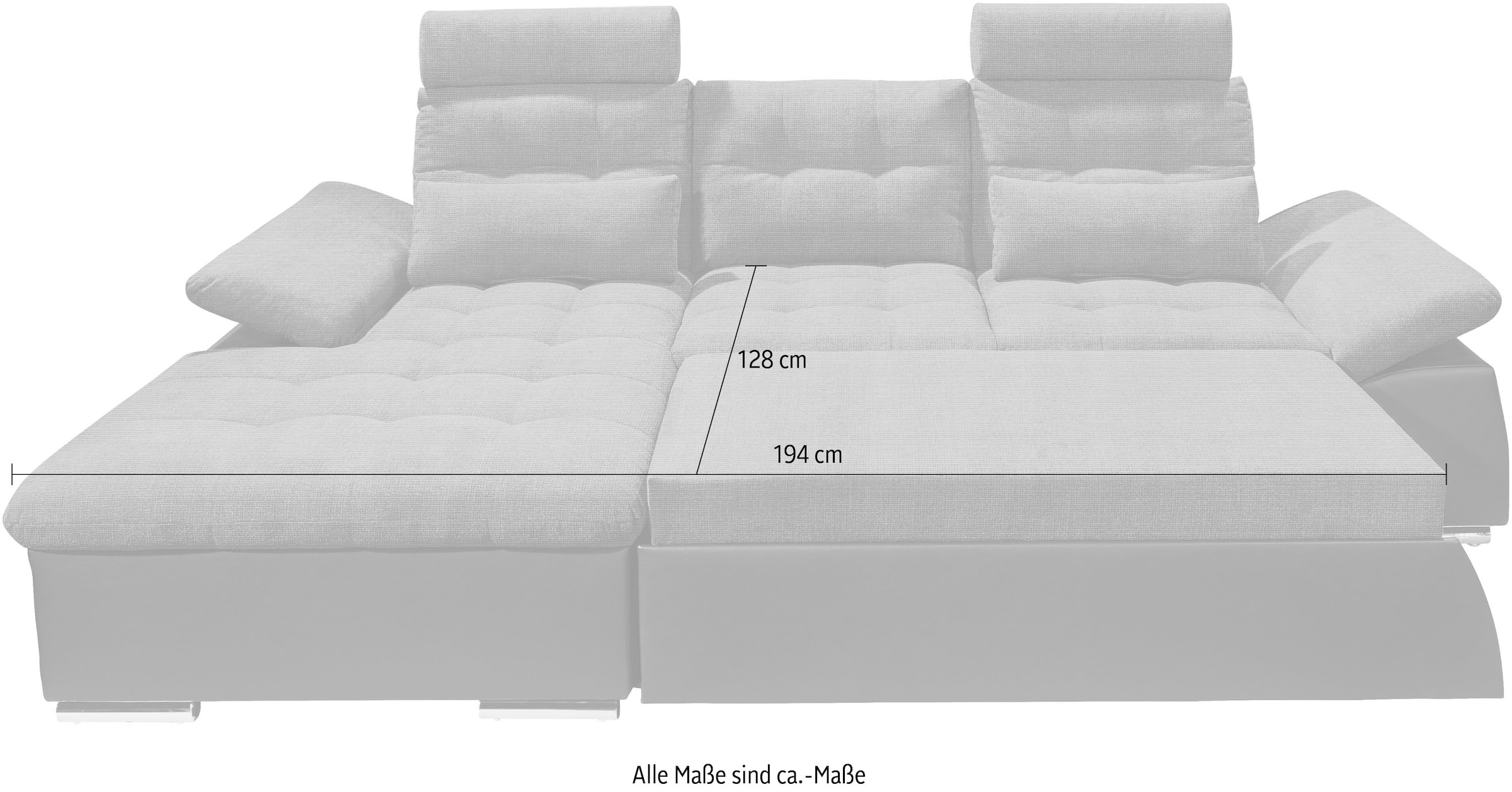 ED EXCITING DESIGN Ecksofa »Jakarta L-Form«, mit Bettfunktion, Armteilverstellung, Kopfstützen & 2 Nierenkissen