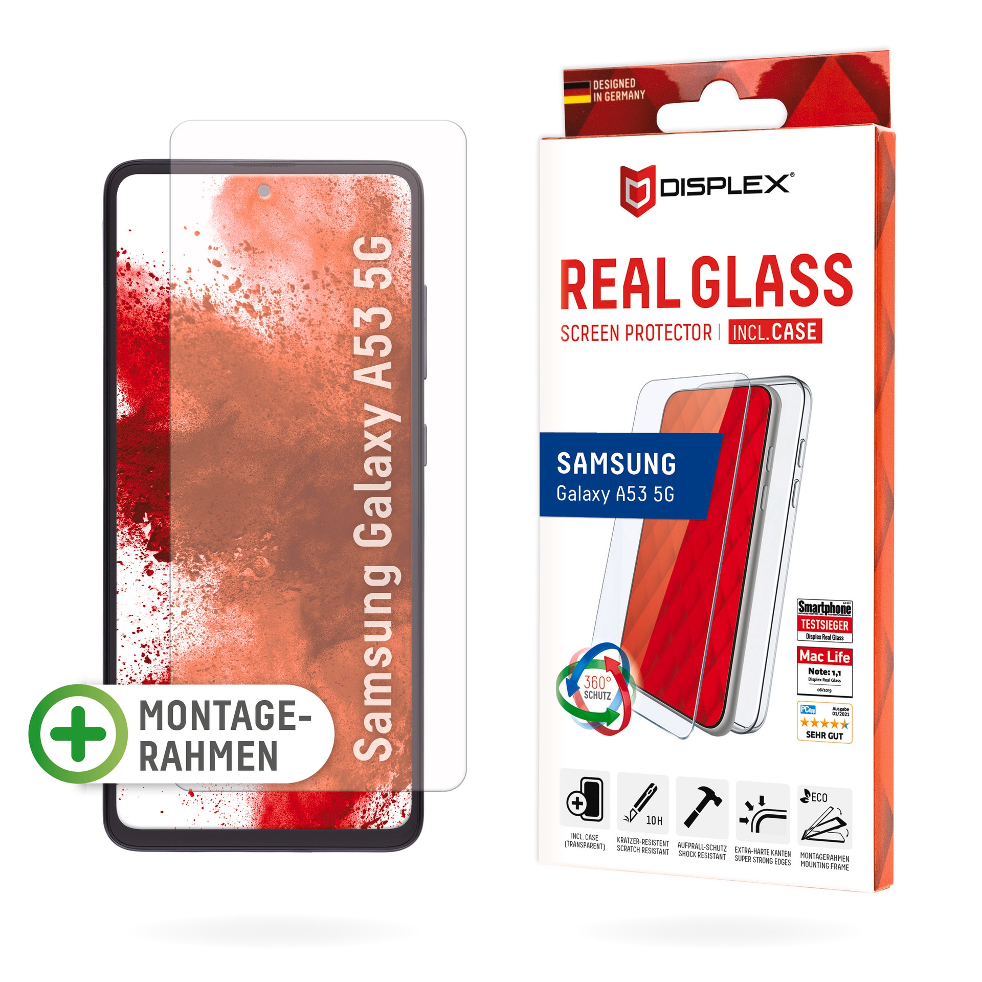 Displayschutzglas »Real Glass + Case«, für Samsung Galaxy A53 5G, Rundumschutz...