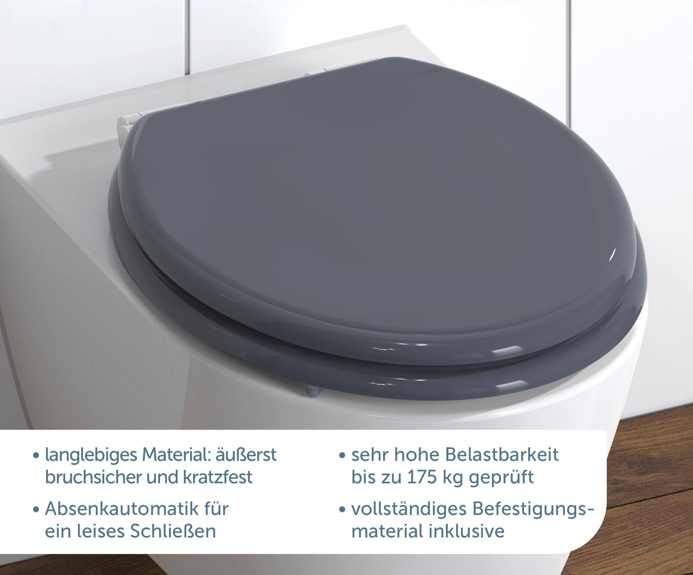 Schütte WC-Sitz mit Absenkautomatik anthrazit Holzkern