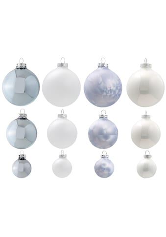 Weihnachtsbaumkugel »Eiszauber«, (40 St.), 40-teilig, Christbaumkugel aus Glas,...