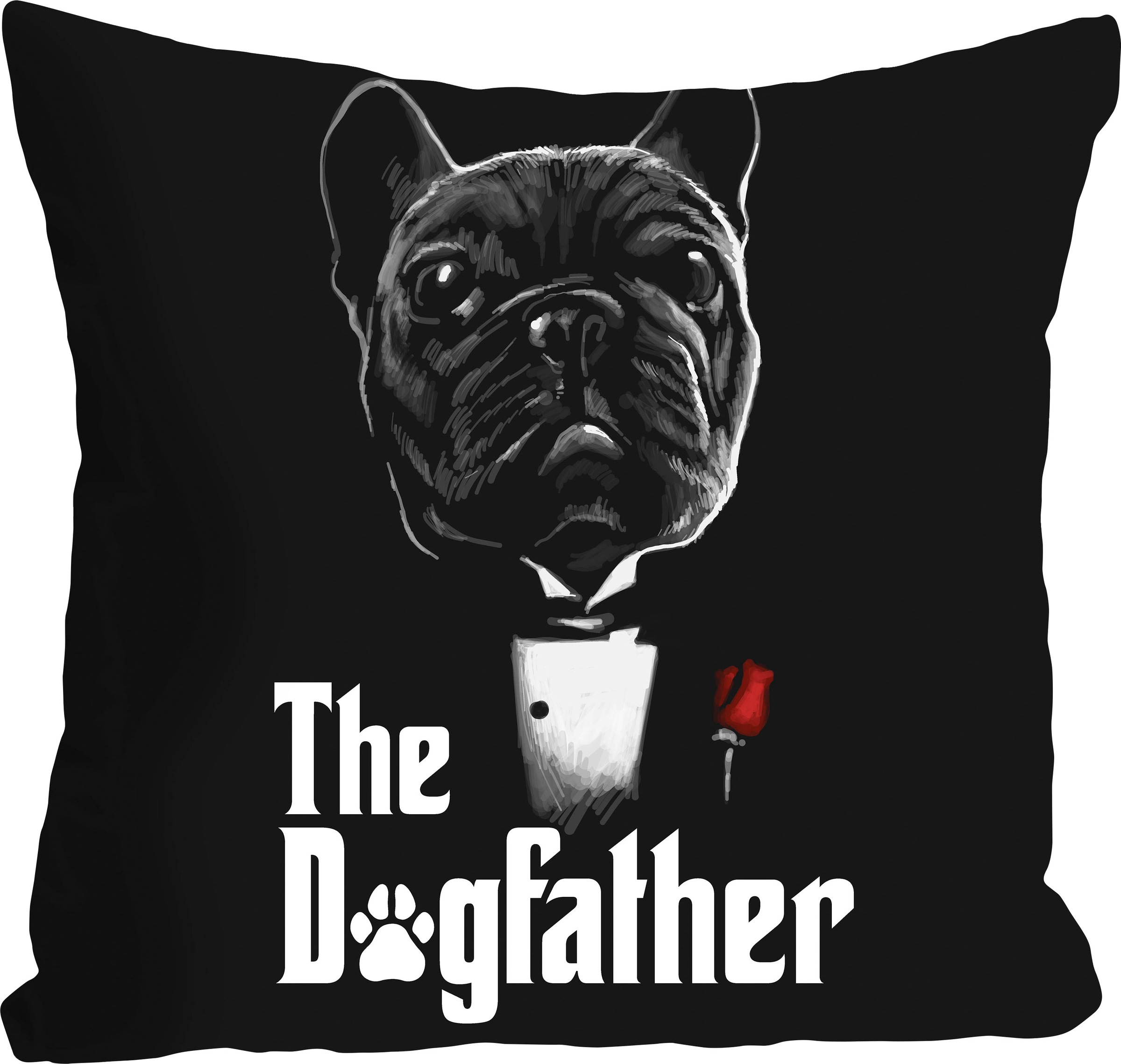 queence Coussin décoratif »THE DOGFATHER« mit einem Mops im Anzug