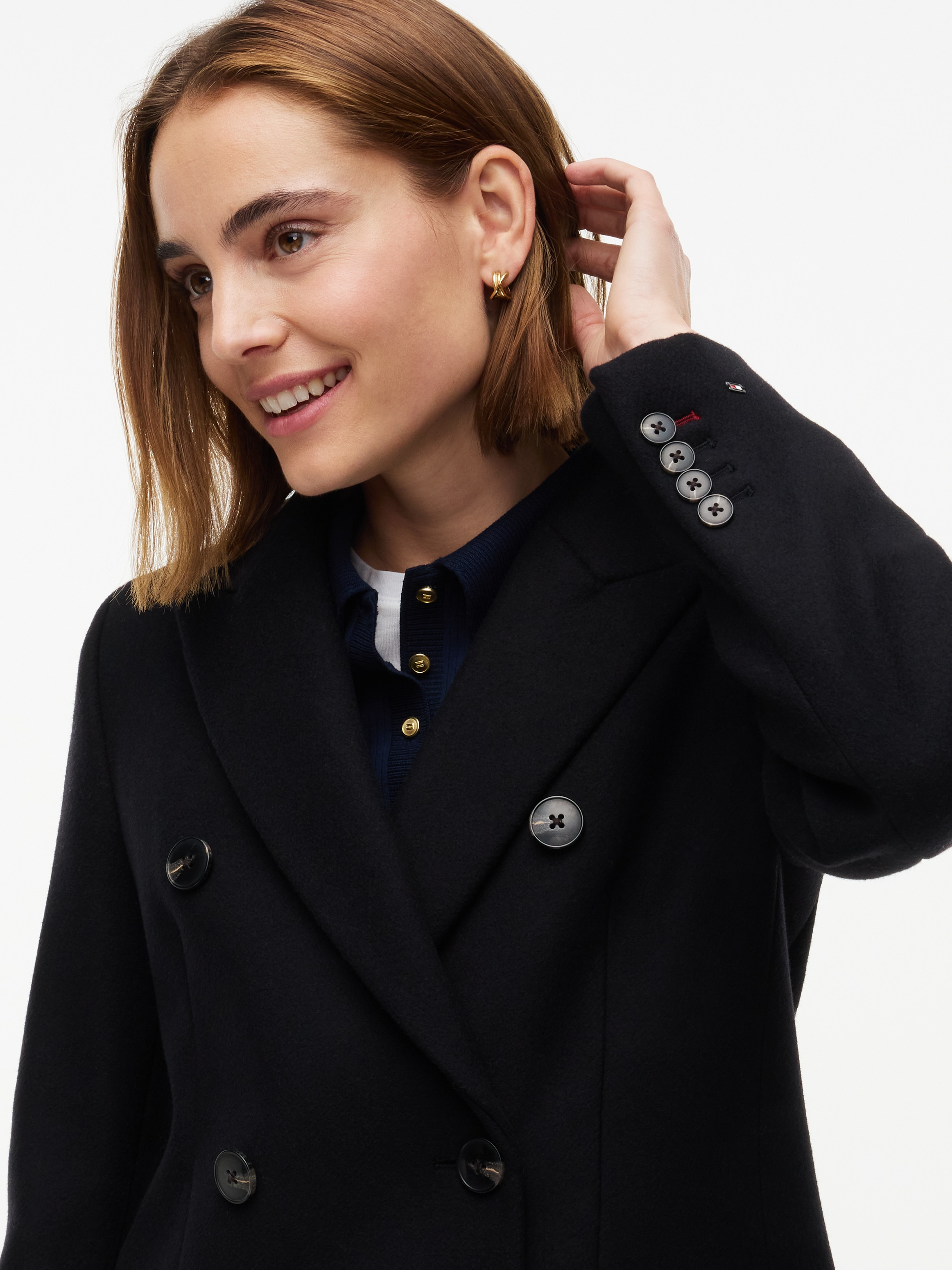 Tommy Hilfiger Manteau long »WOOL CLASSIC DB LONG COAT« mélange de matériaux, avec laine