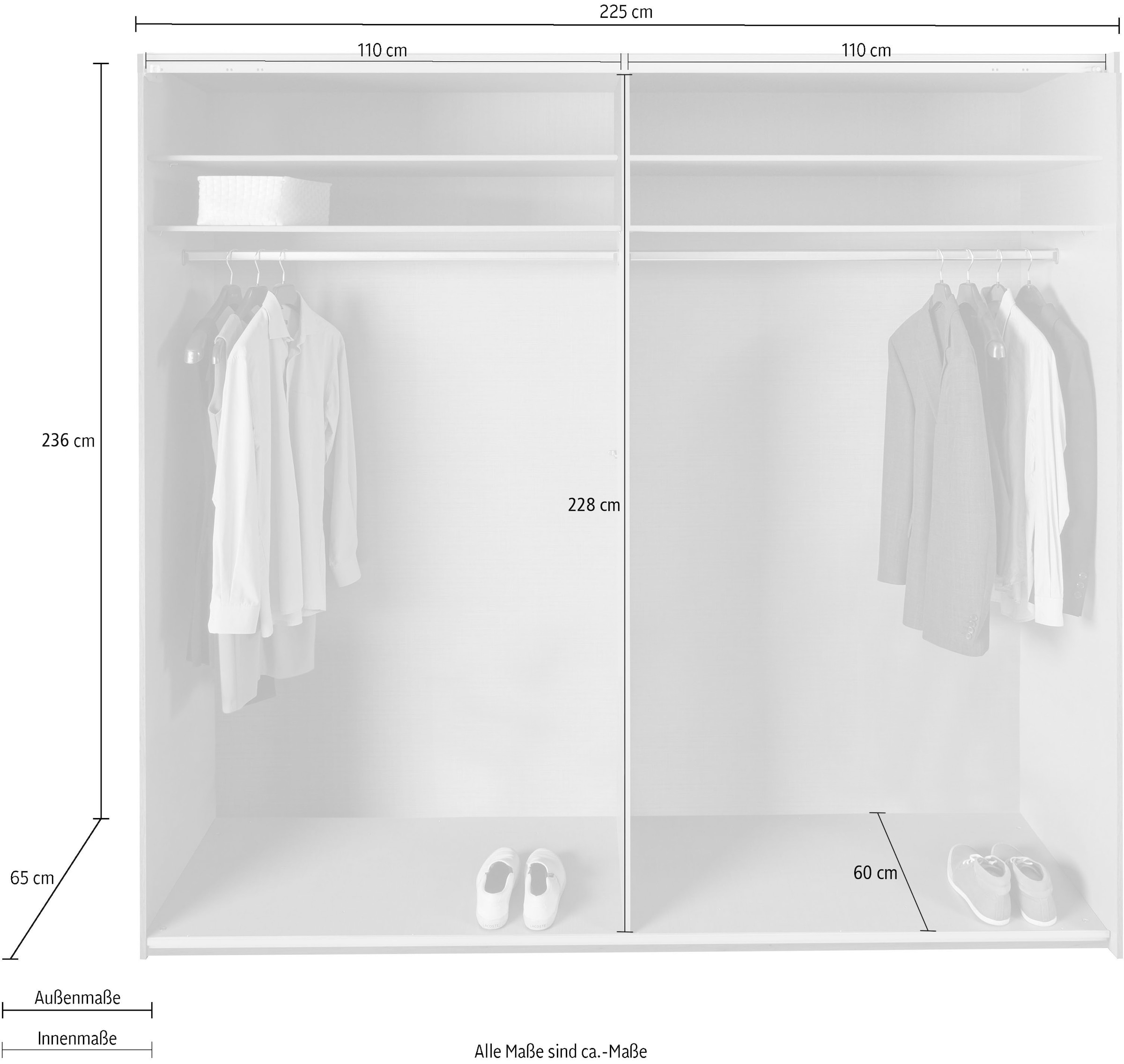 ♕ Wimex Schwebetürenschrank auf Einlegeböden Glaselementen versandkostenfrei und »Altona«, mit zusätzlichen