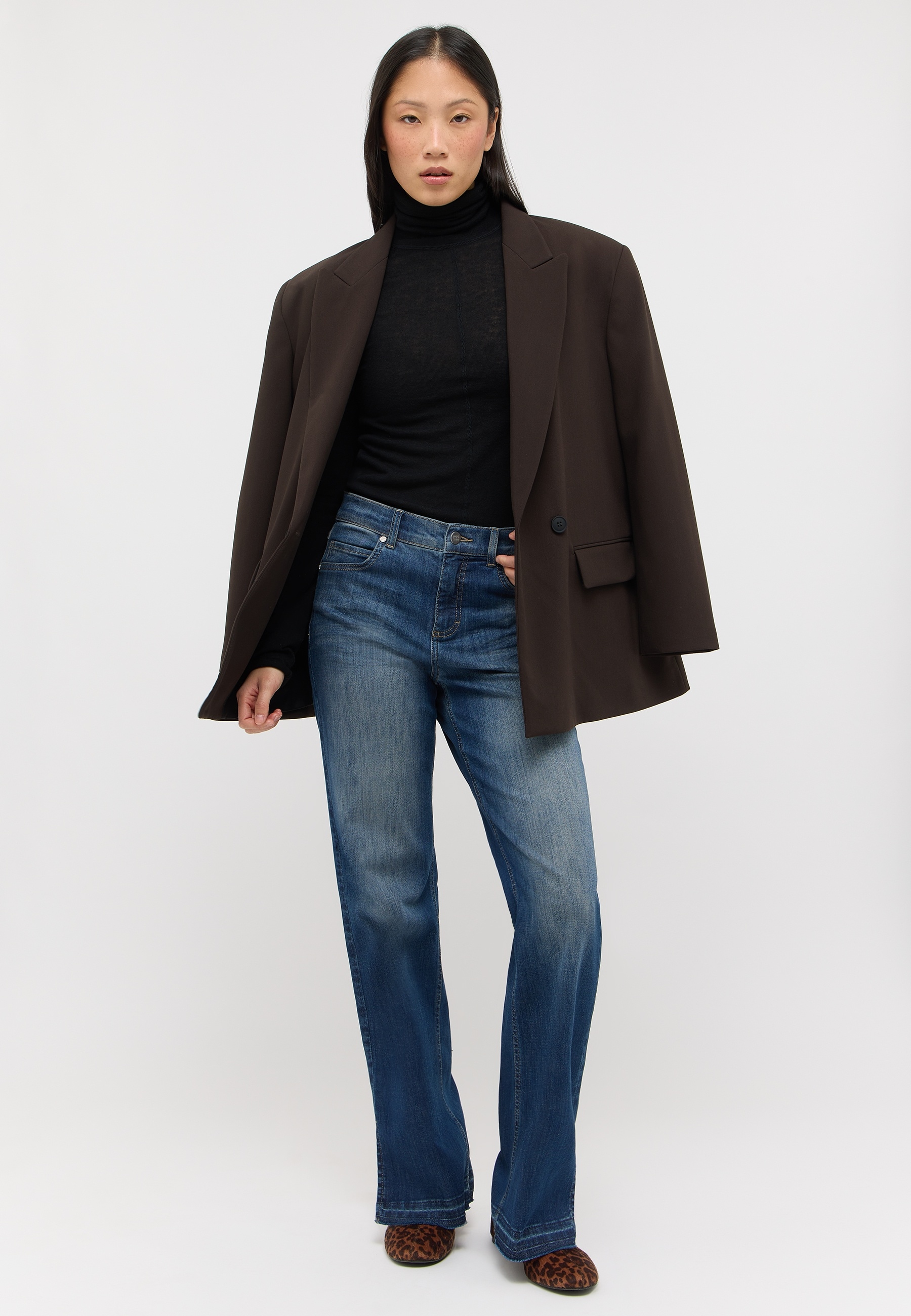 ANGELS Bootcut-Jeans »LARA BOHO« mit Schlitz am Beinabschluss, Wide Leg, Stretch
