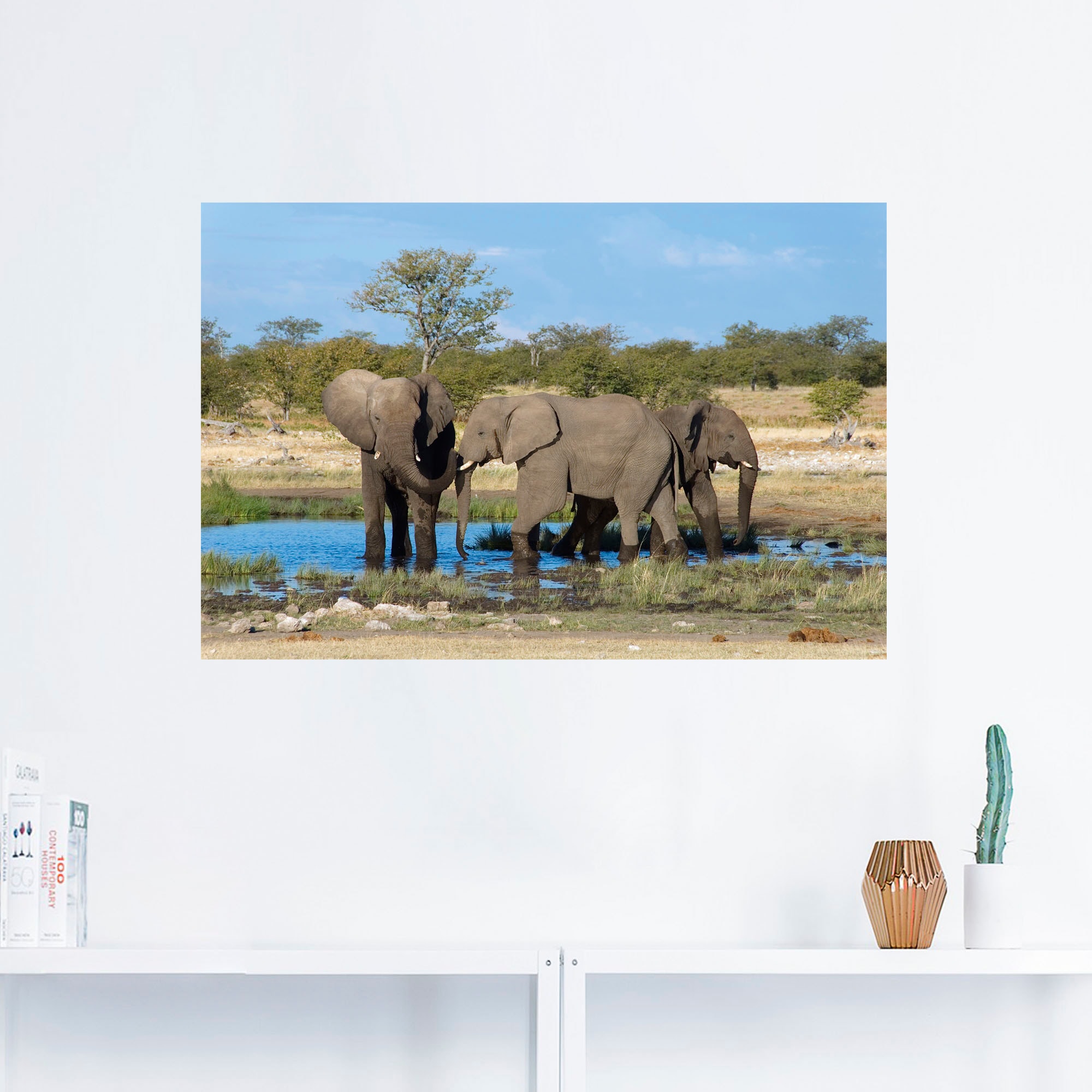 Artland Wandbild »Afrikanischer Elefant EtoshaNationalpark«, Elefanten Bilder, (1 St.), als Leinwandbild, Wandaufkleber in verschied. Grössen