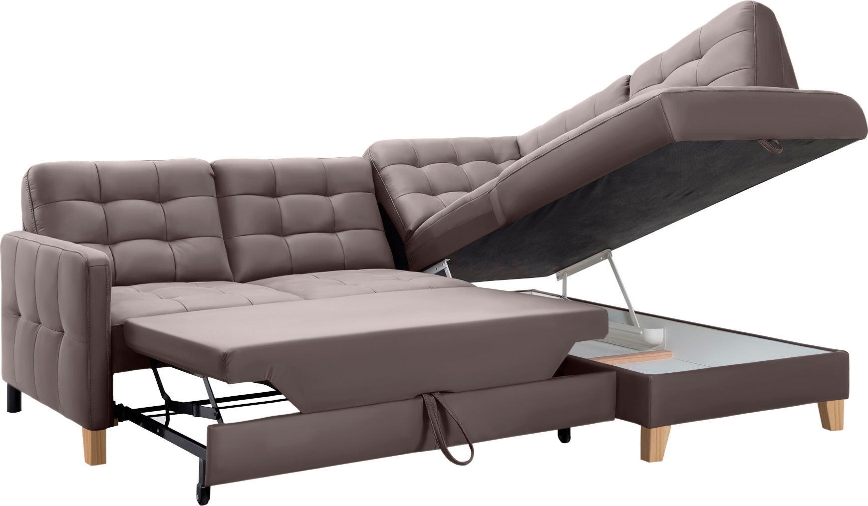 exxpo - sofa fashion Ecksofa »Elio, kompakt und komfortabel, bequem, zeitloses Design, L-Form«, wahlweise mit Bettfunktion und Bettkasten