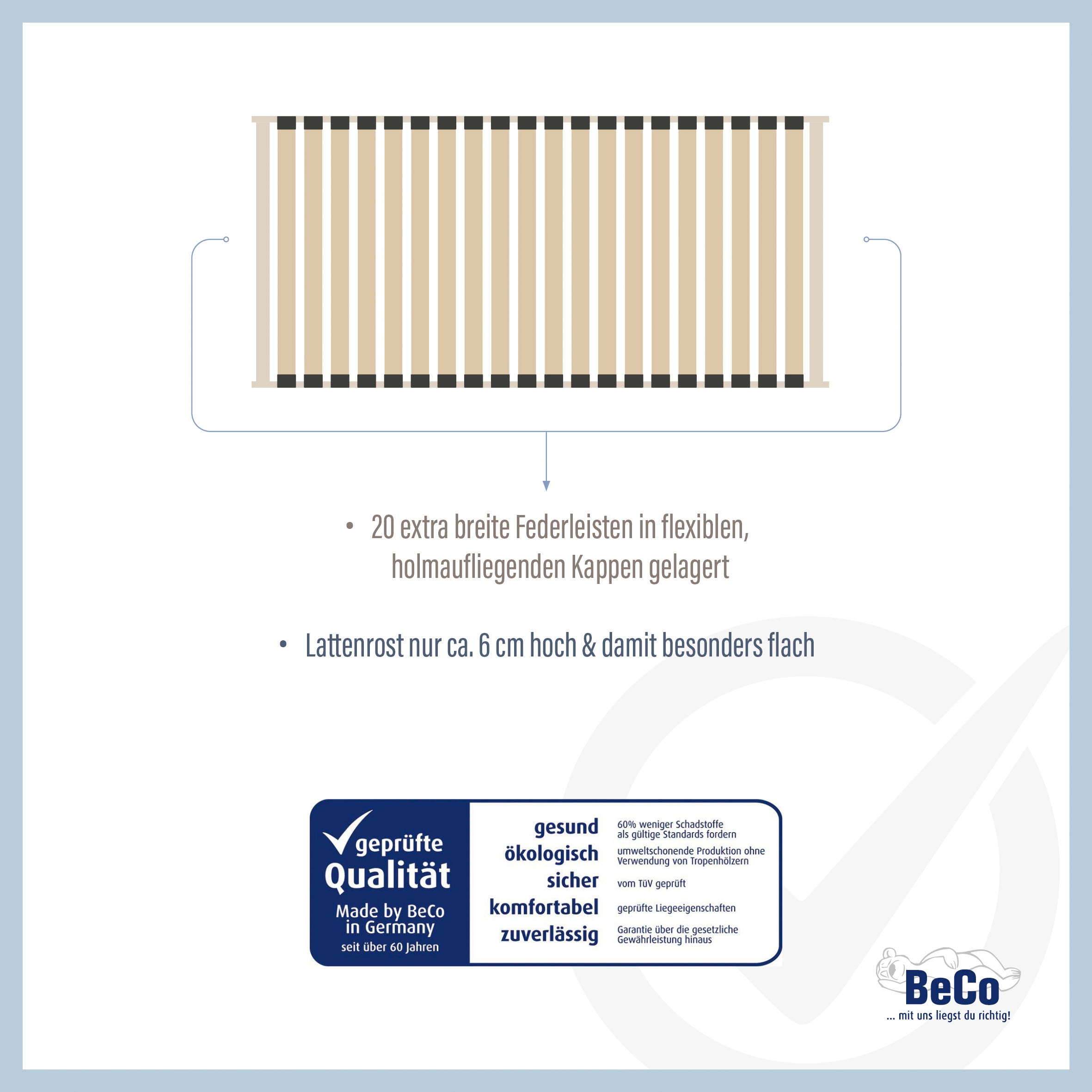 Beco Lattenrost »Mega LR-NV«, ENGEL universell, zertifiziert extra Federleisten, (1 kaufen BLAUER breite St.)
