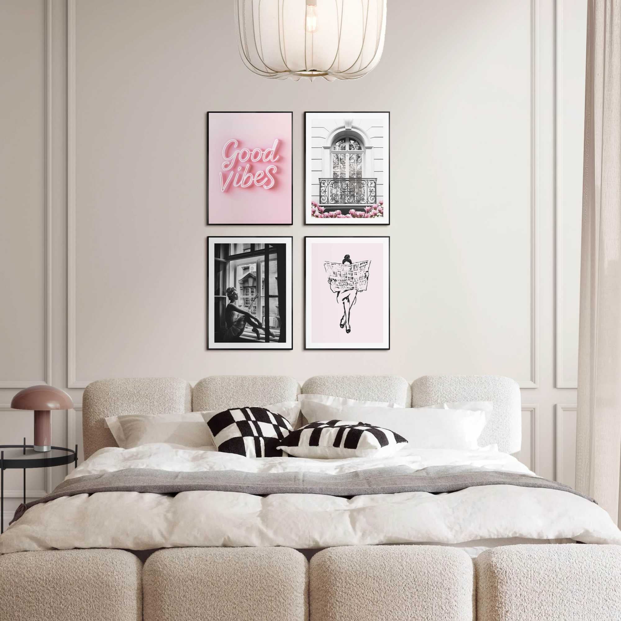 Image of Reinders Bild mit Rahmen "Good Vibes" Fashion 4 Stk. tlg. Schlafzimmer - Rosa - MDF - Fashion - 30x40 cm
