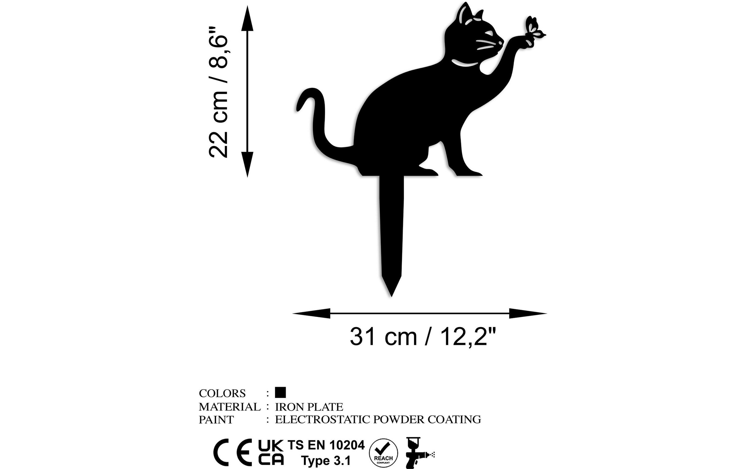 Gartenfigur "Wallxpert Katze mit Schmeterling 36 x 31 cm"