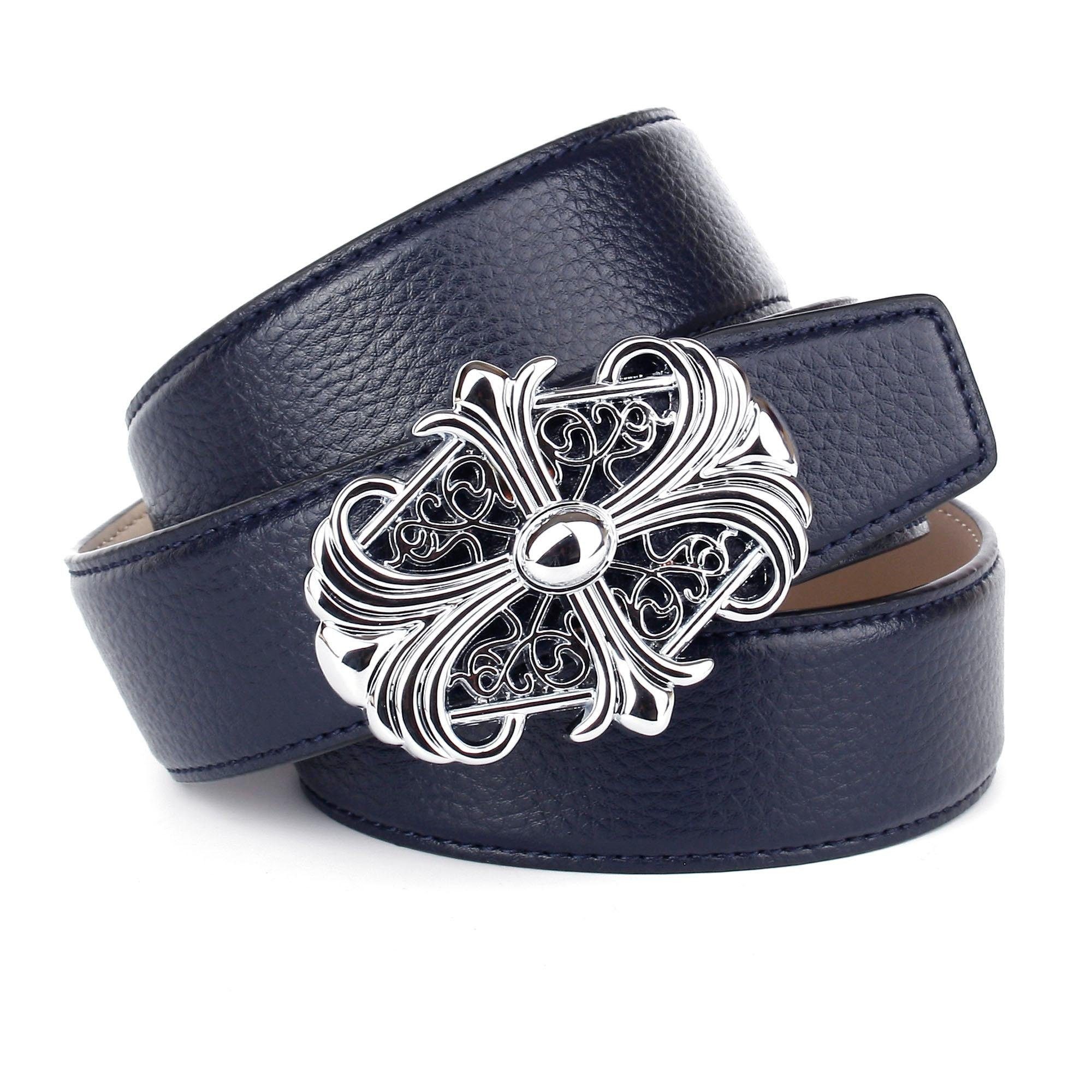 Image of Anthoni Crown Ledergürtel, in dunkelblau mit Unterführung und Ton in Ton Steppung bei Ackermann Versand Schweiz