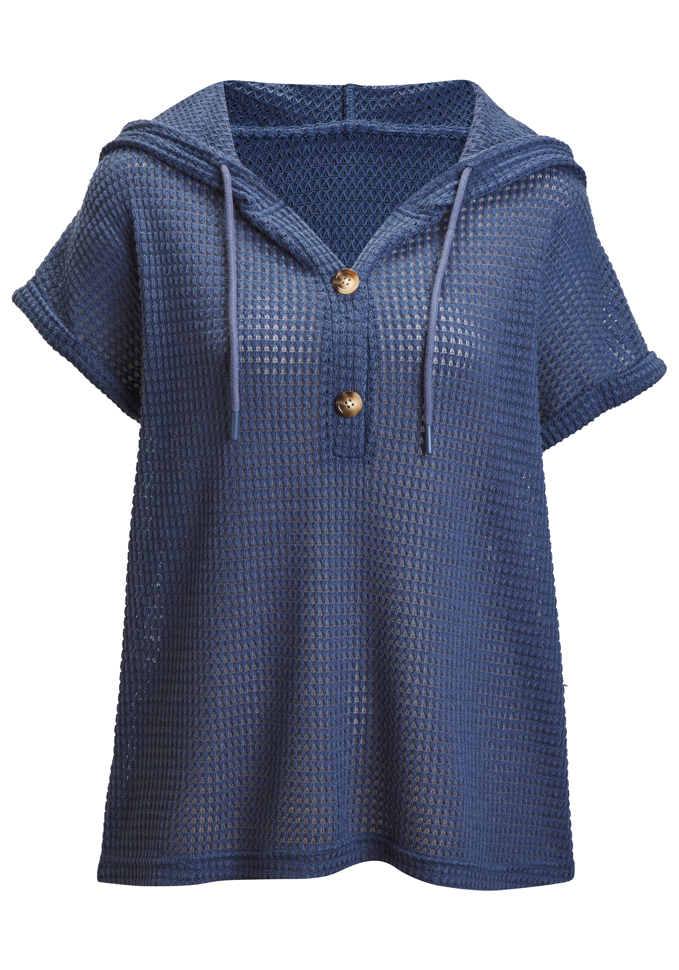 LASCANA T-shirt à capuche »aus sommerlichem Waffelstrick« hoodie d'été avec patte de boutonnage