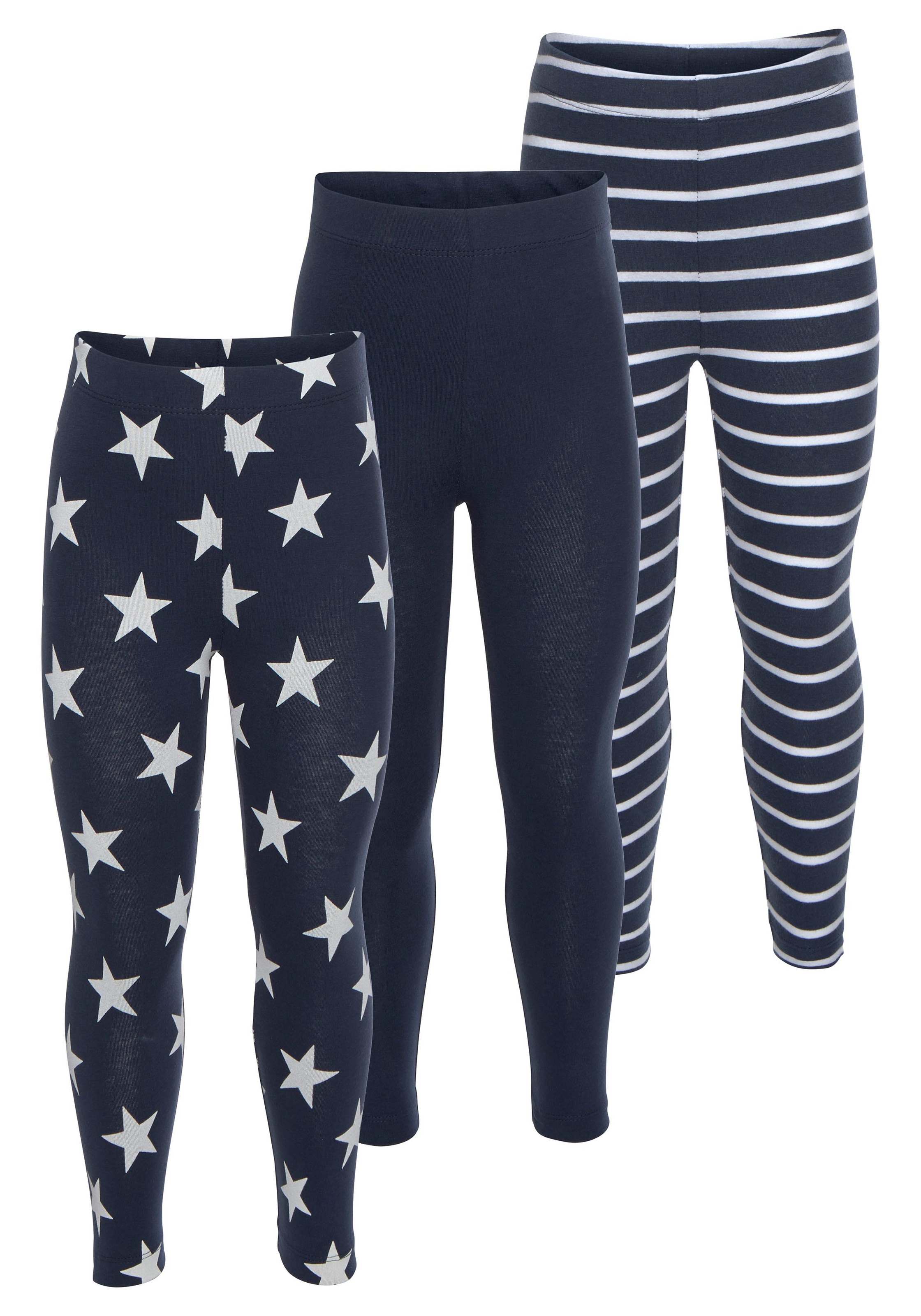 Image of KIDSWORLD Leggings, (Packung, 3 tlg.), in Uni, mit Ringel oder Sternen bei Ackermann Versand Schweiz