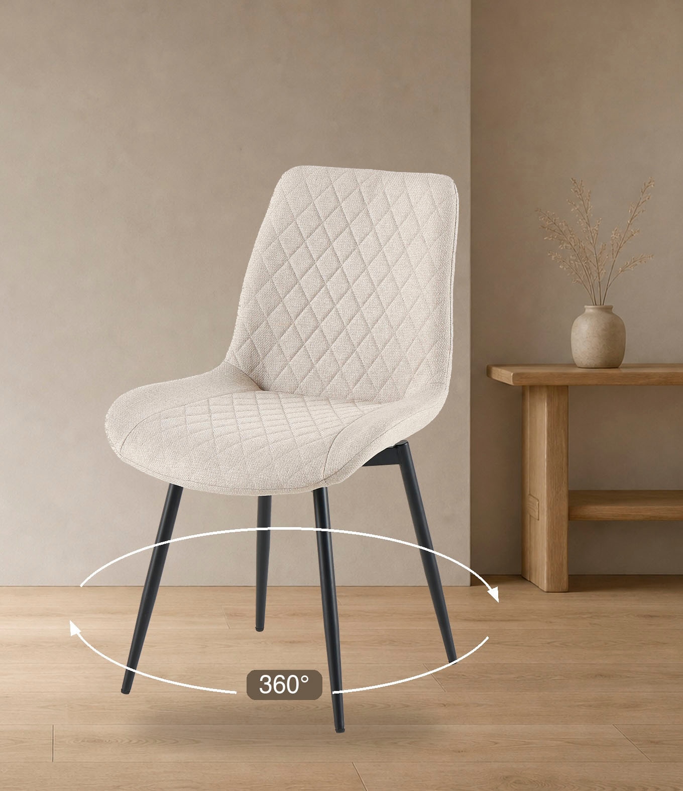 GOODproduct Esszimmerstuhl »Juniper, 2er-Set« () 2 Stk.Stuhl aus Webstoff mit moderner Rautensteppung und 360° Drehfunktion