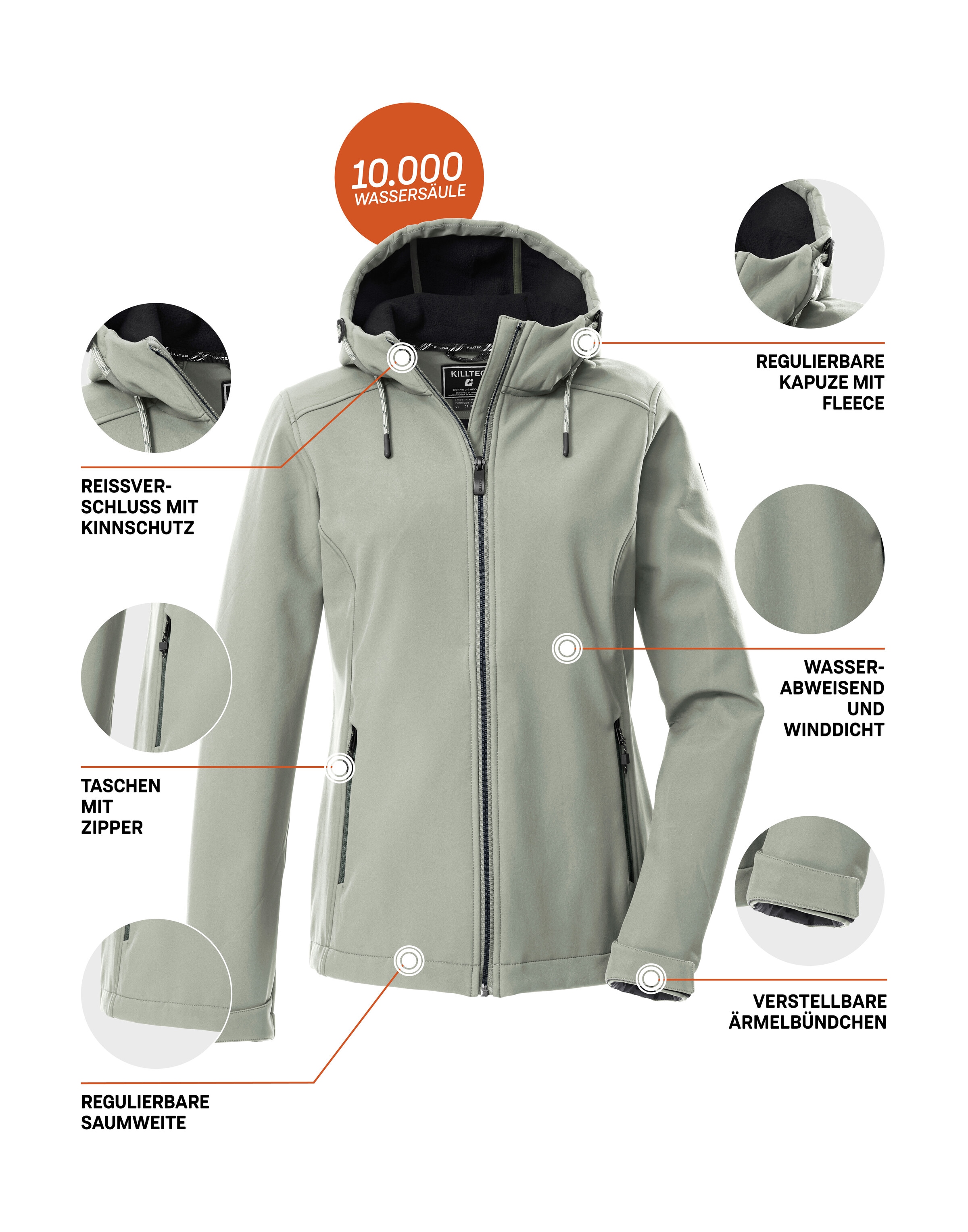 Killtec Softshelljacke »KOW 8 WMN SFTSHLL JCKT« Damen Softshelljacke: wasser- und windabweisend, atmungsaktiv