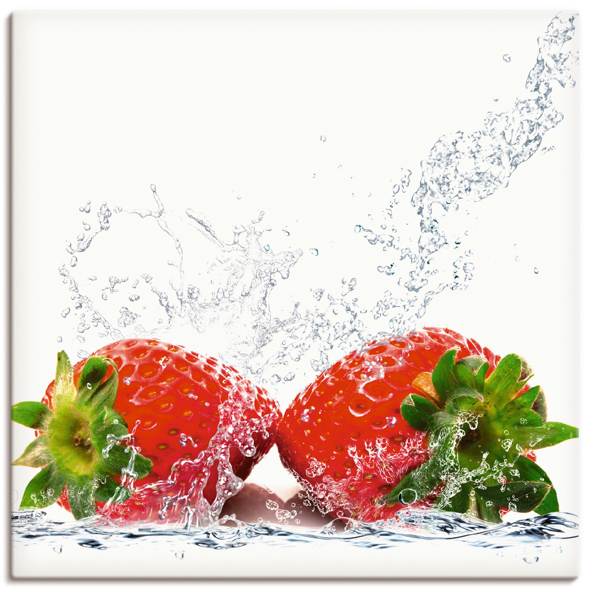Image of Artland Wandbild »Erdbeeren mit Spritzwasser«, Lebensmittel, (1 St.), in vielen Grössen & Produktarten - Alubild / Outdoorbild für den Aussenbereich, Leinwandbild, Poster, Wandaufkleber / Wandtattoo auch für Badezimmer geeignet bei Ackermann Versand Schwe