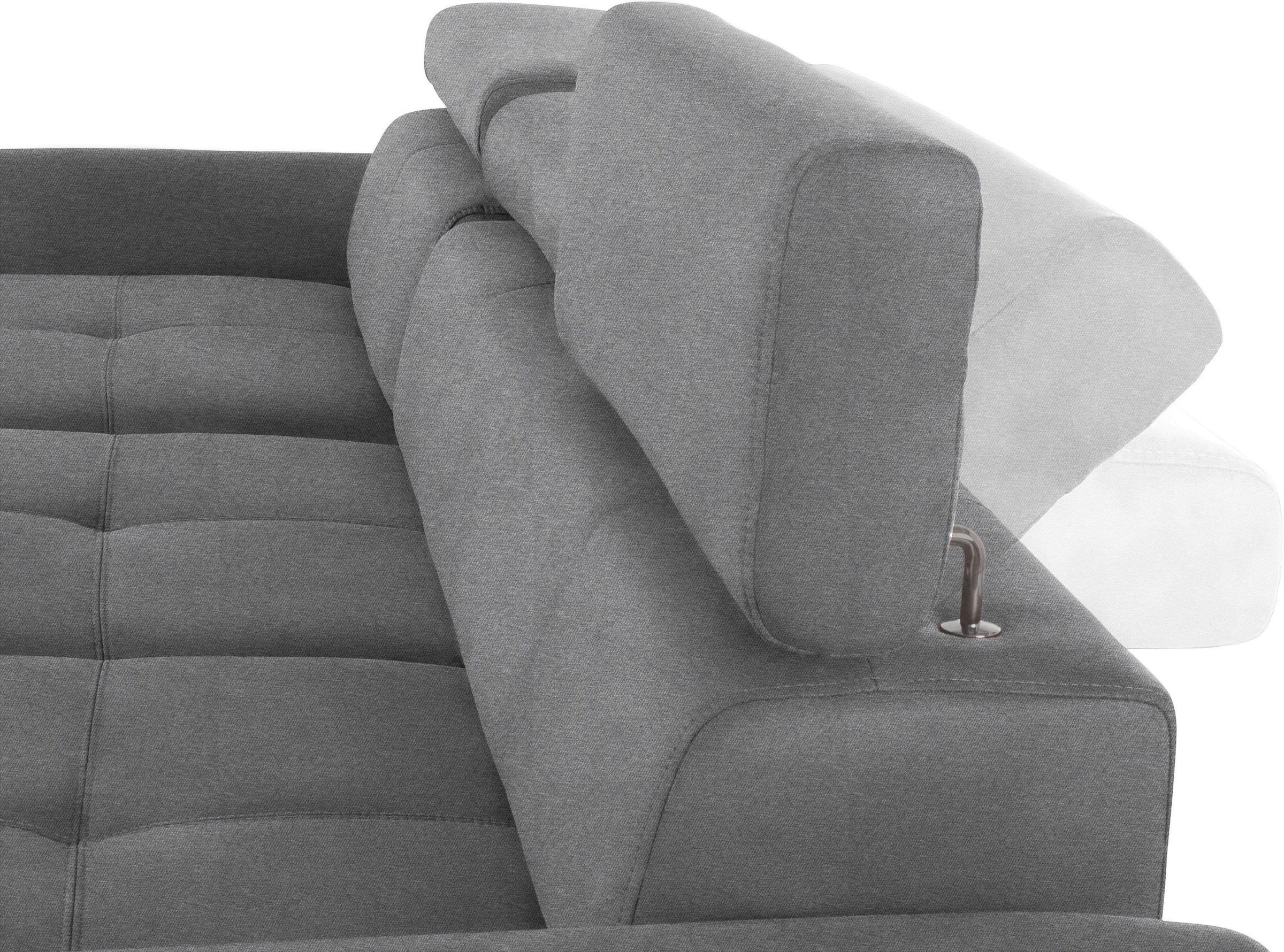 exxpo - sofa fashion Canapé d'angle »Maretto, bequem & komfortabel, bodenfrei, Breite 257cm, L-Form« inkl. Kopf- bzw. Rückenverstellung, wahlweise mit Bettfunktion