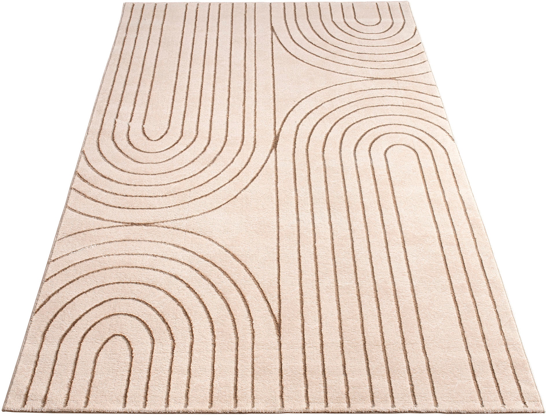 Paco Home Tapis »Tuana 215« Rectangulaire 15 mm Höhe Kurzflor, Regenbogen, Hoch-Tief Struktur, Scandi-Look