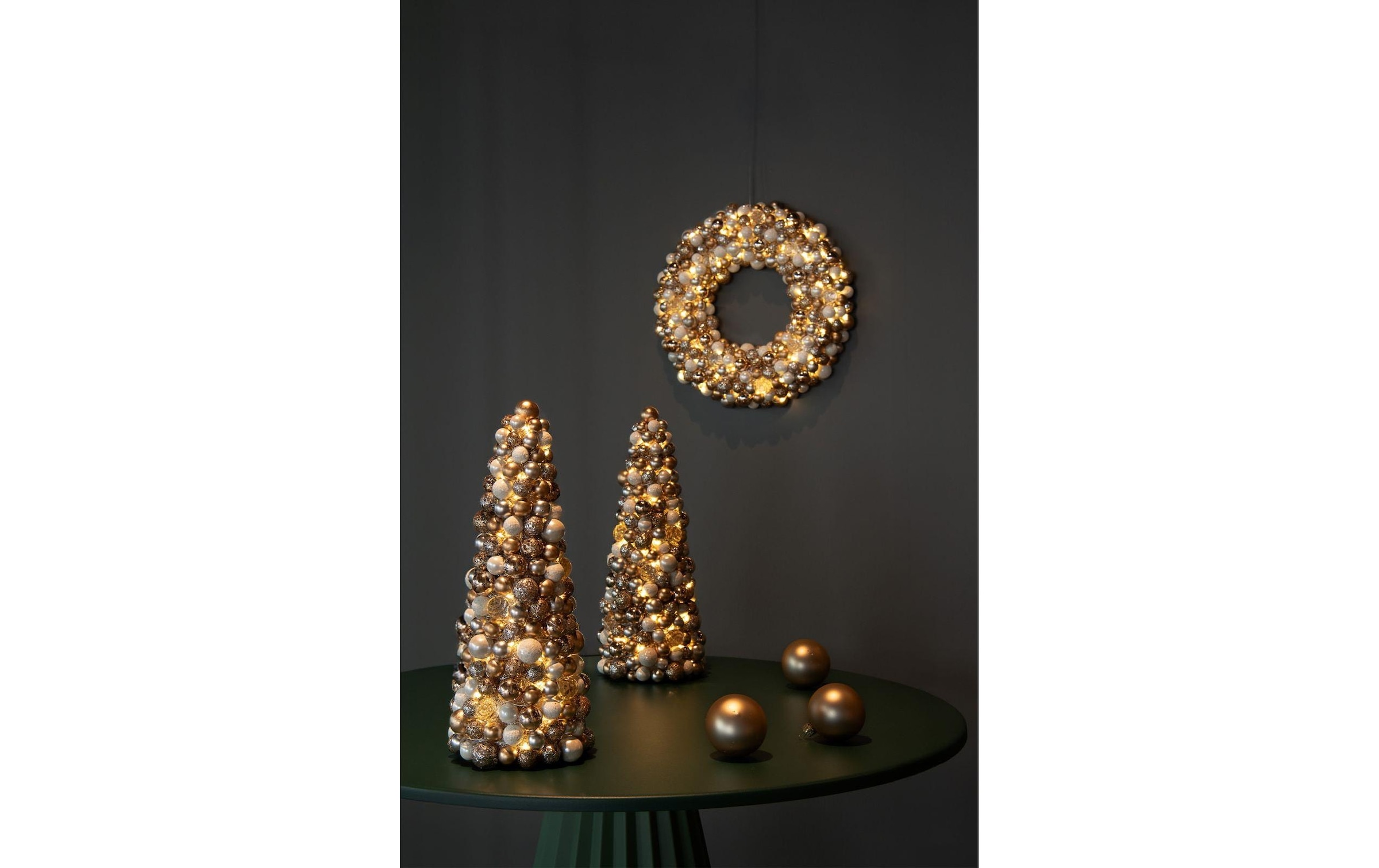 STT Dekofigur »Baubles Tree Kunststoff, Weiss, Gold, 30, 60 LED«