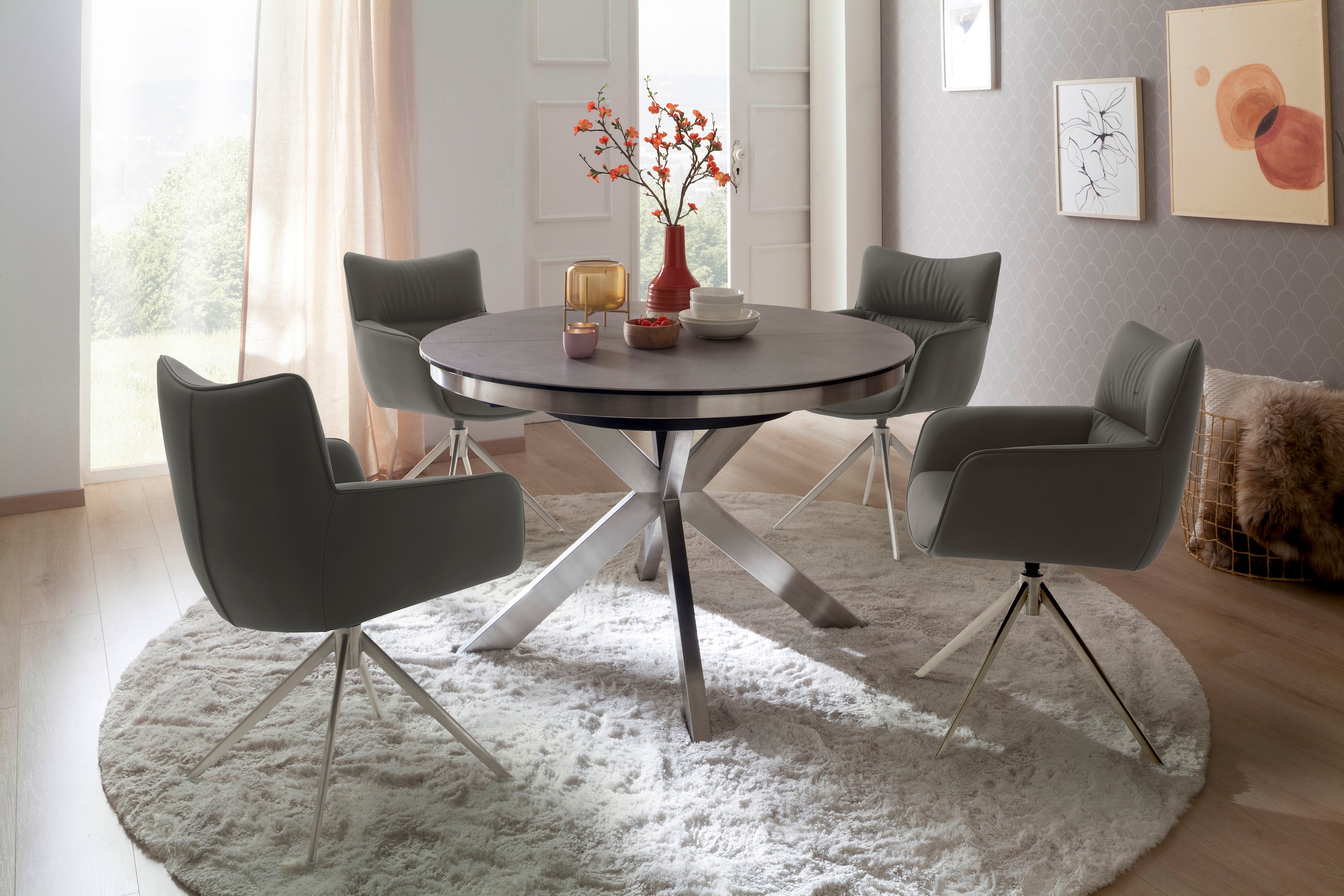MCA furniture 4-Fussstuhl »LIMONE«, (Set), 2 St., (Set, 2 Stck), 360° drehbar, Belastbarkeit 120 kg, Sitzhöhe ca. 49 cm
