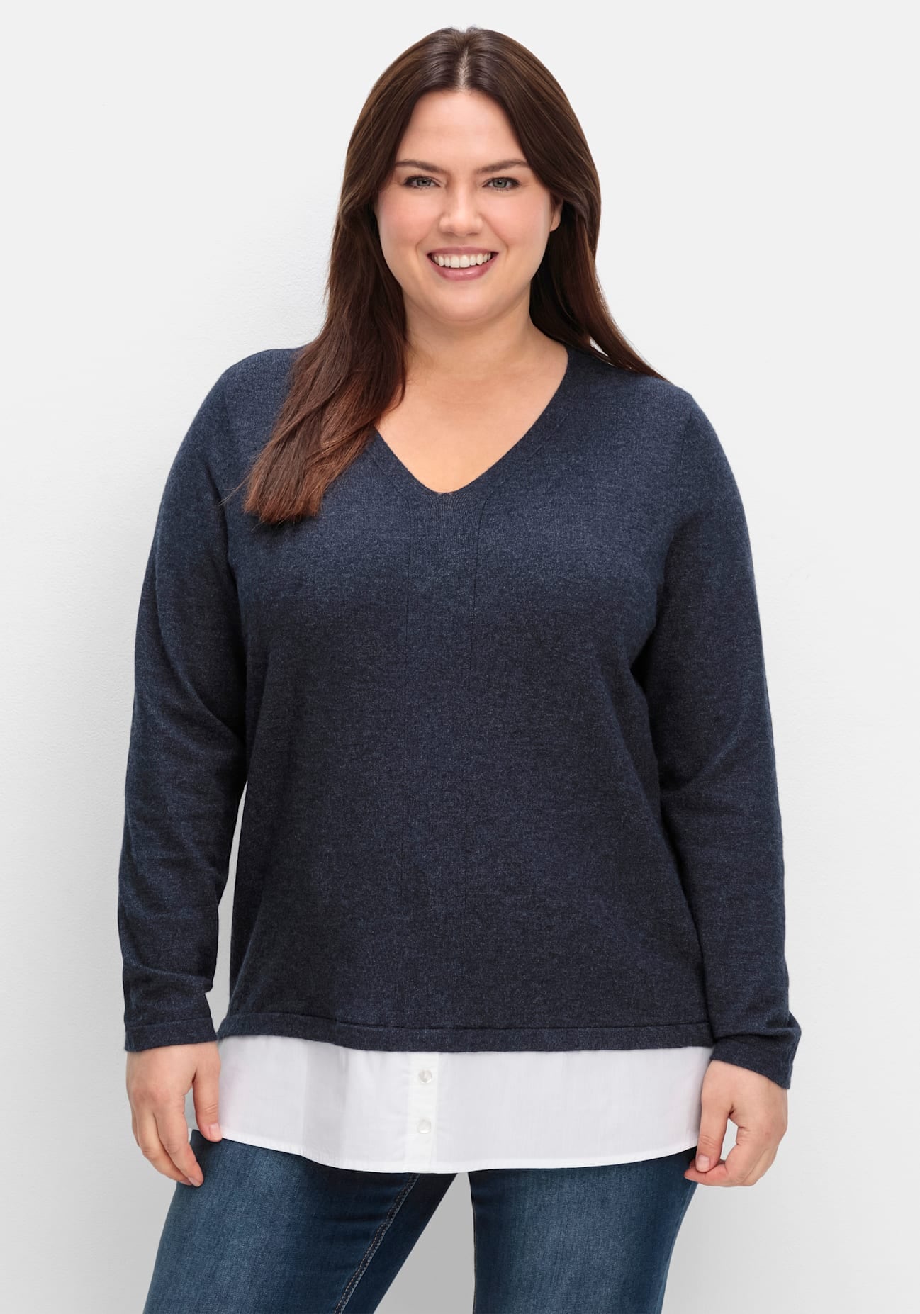 Image of Sheego V-Ausschnitt-Pullover "Strickpullover"