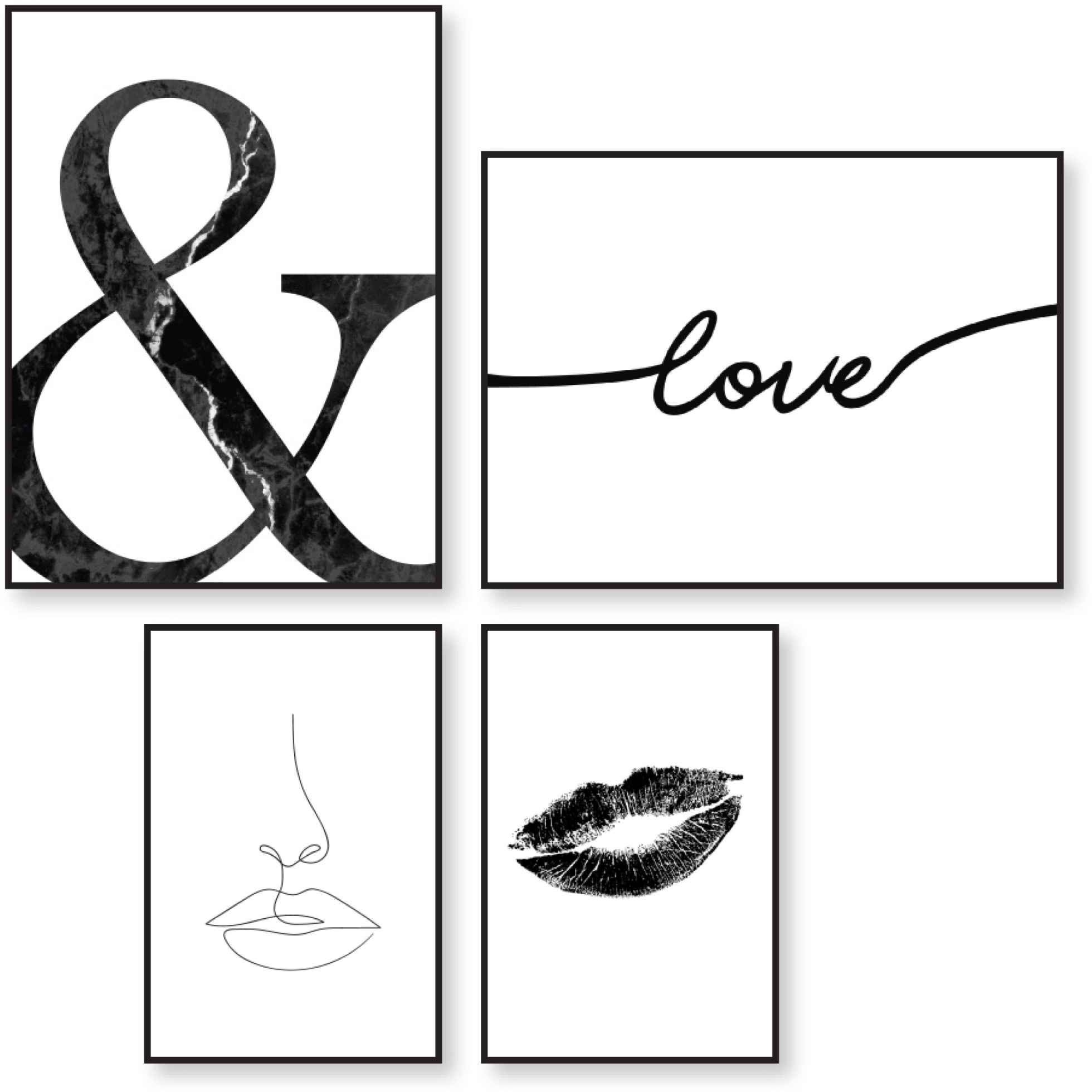 Image of Reinders! Wandbild »Linien Stiftzeichnung - Modern - Lippen«, (4 St.) bei Ackermann Versand Schweiz