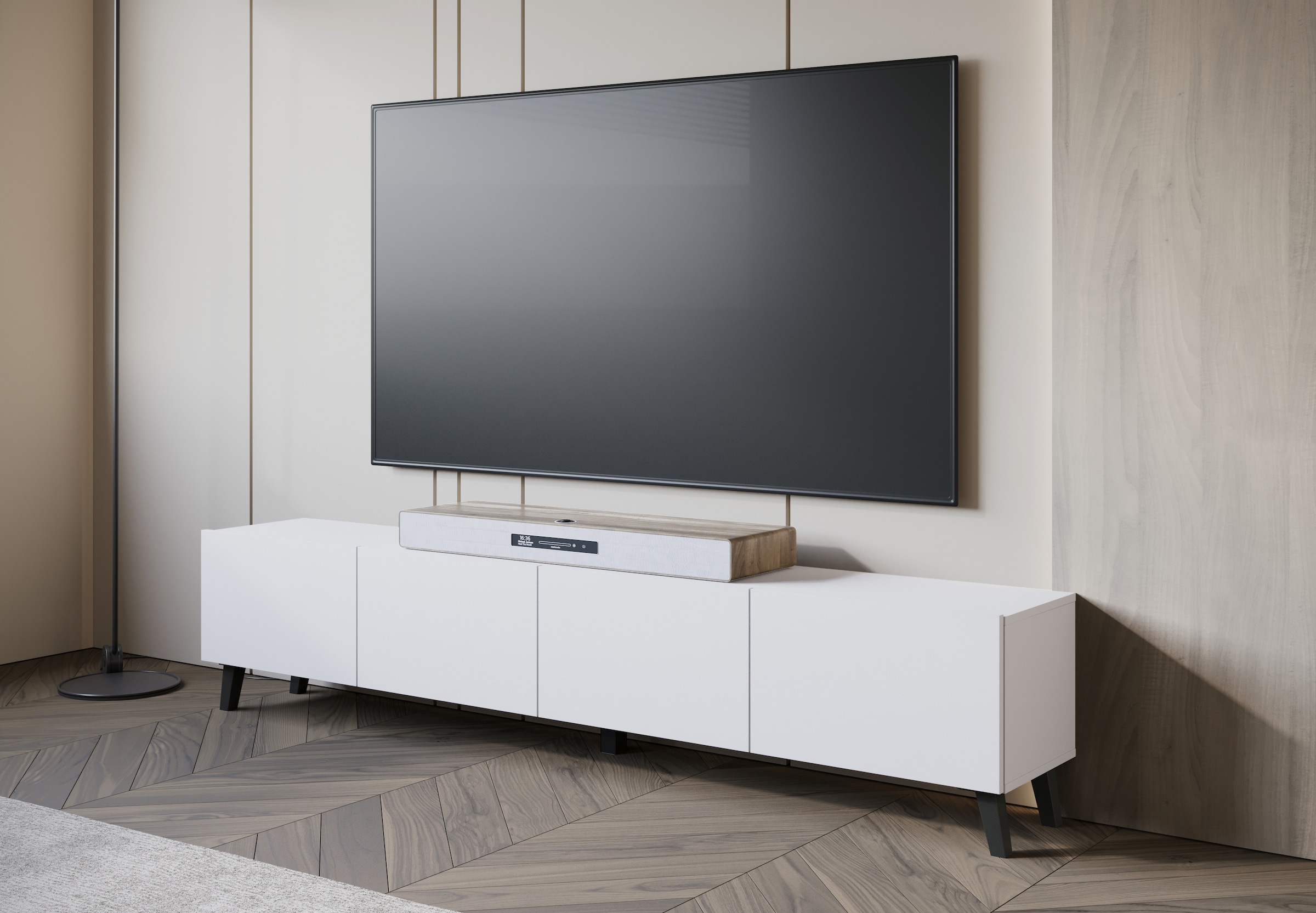 Home affaire Table basse »LOWBOARD PHUKET II,  TV-Kommode Breite 190cm« 1 cuis tlg. design moderne sans poignée avec 4 rabats en couleurs élégantes et mates