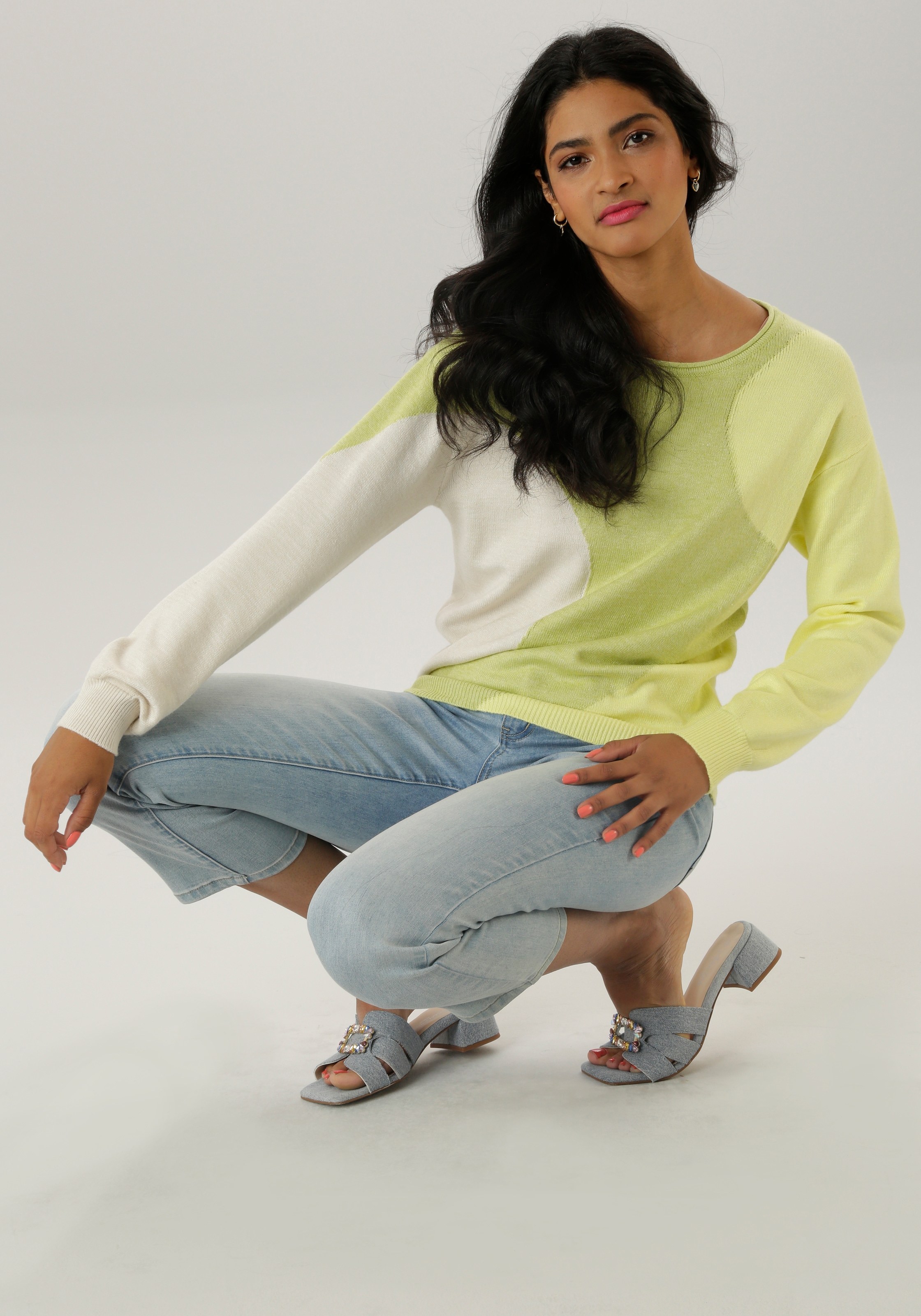Aniston SELECTED Strickpullover, mit Rollkante am Rundhalsausschnitt